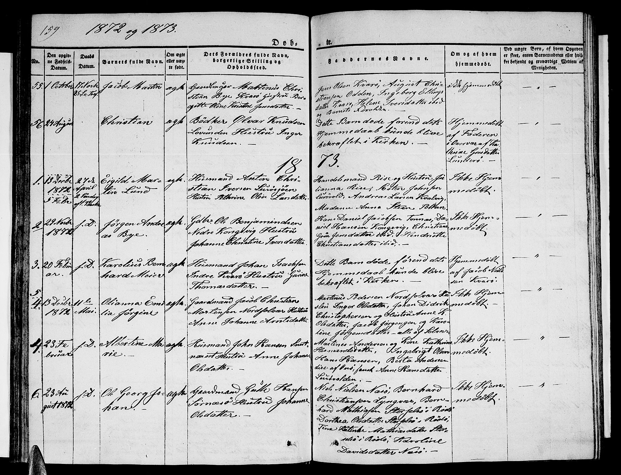 Ministerialprotokoller, klokkerbøker og fødselsregistre - Nordland, SAT/A-1459/839/L0572: Klokkerbok nr. 839C02, 1841-1873, s. 159