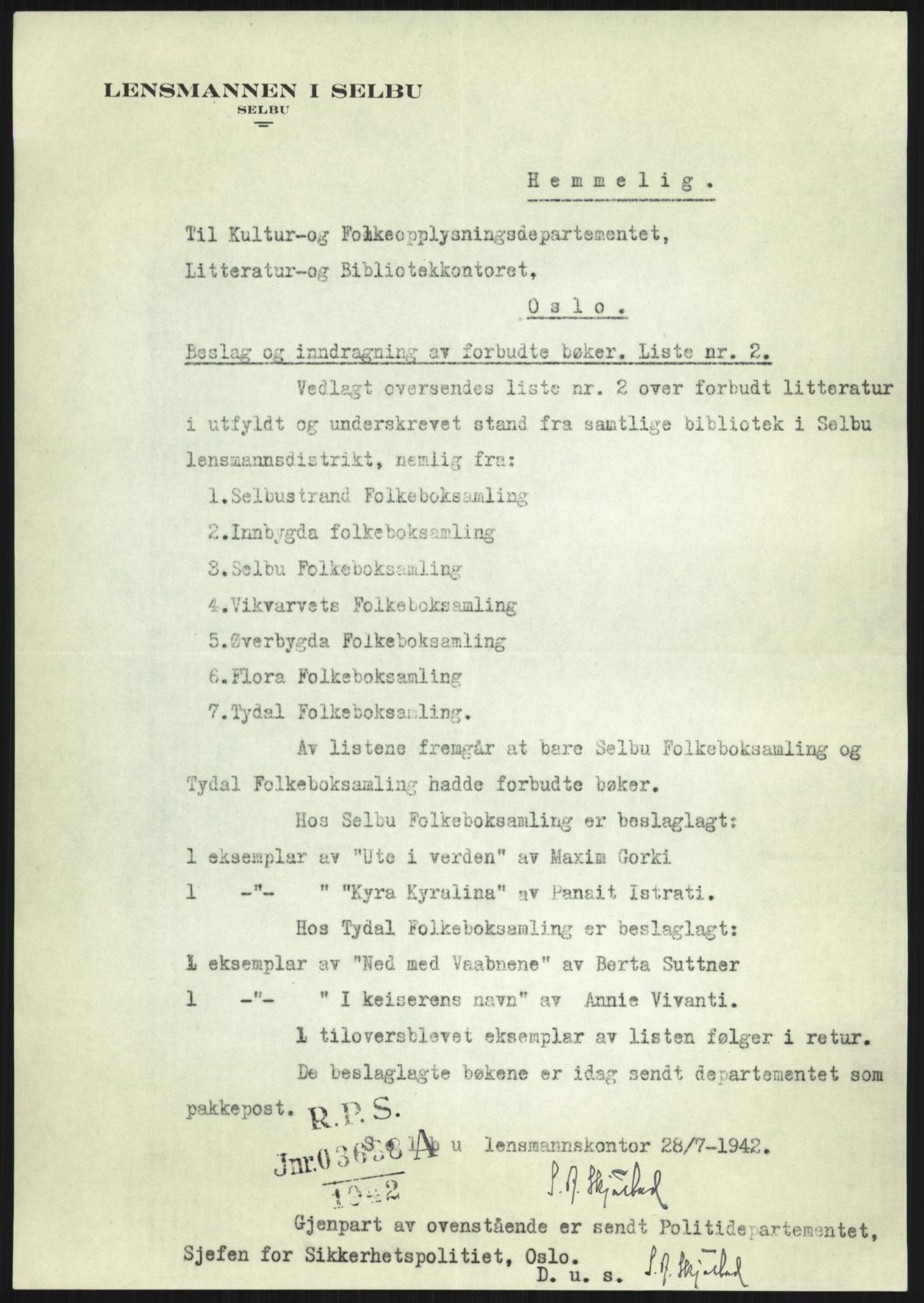 Statspolitiet - Hovedkontoret / Osloavdelingen, AV/RA-S-1329/F/L0091: Beslaglagt litteratur, 1941-1943, s. 559