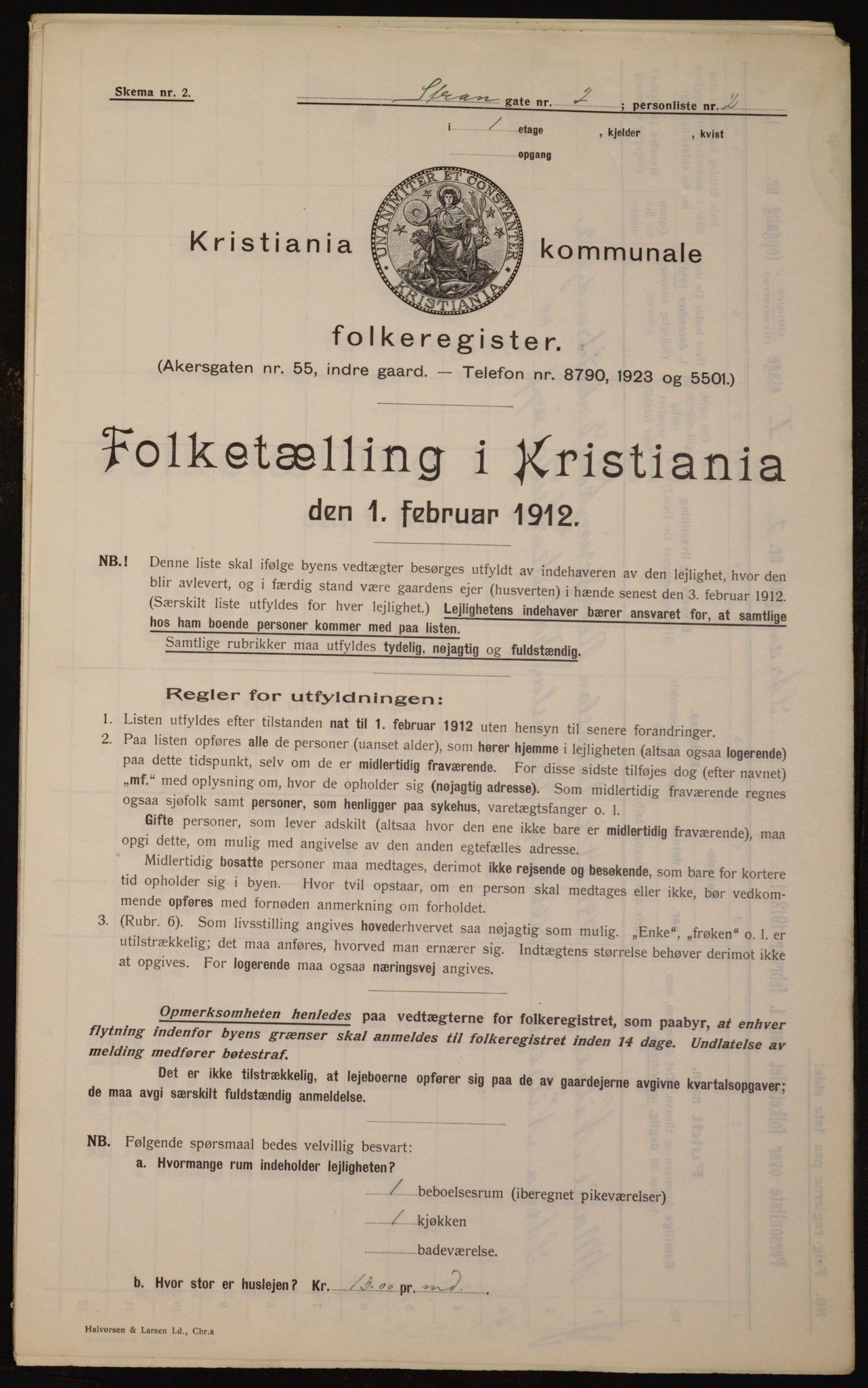 OBA, Kommunal folketelling 1.2.1912 for Kristiania, 1912, s. 103679