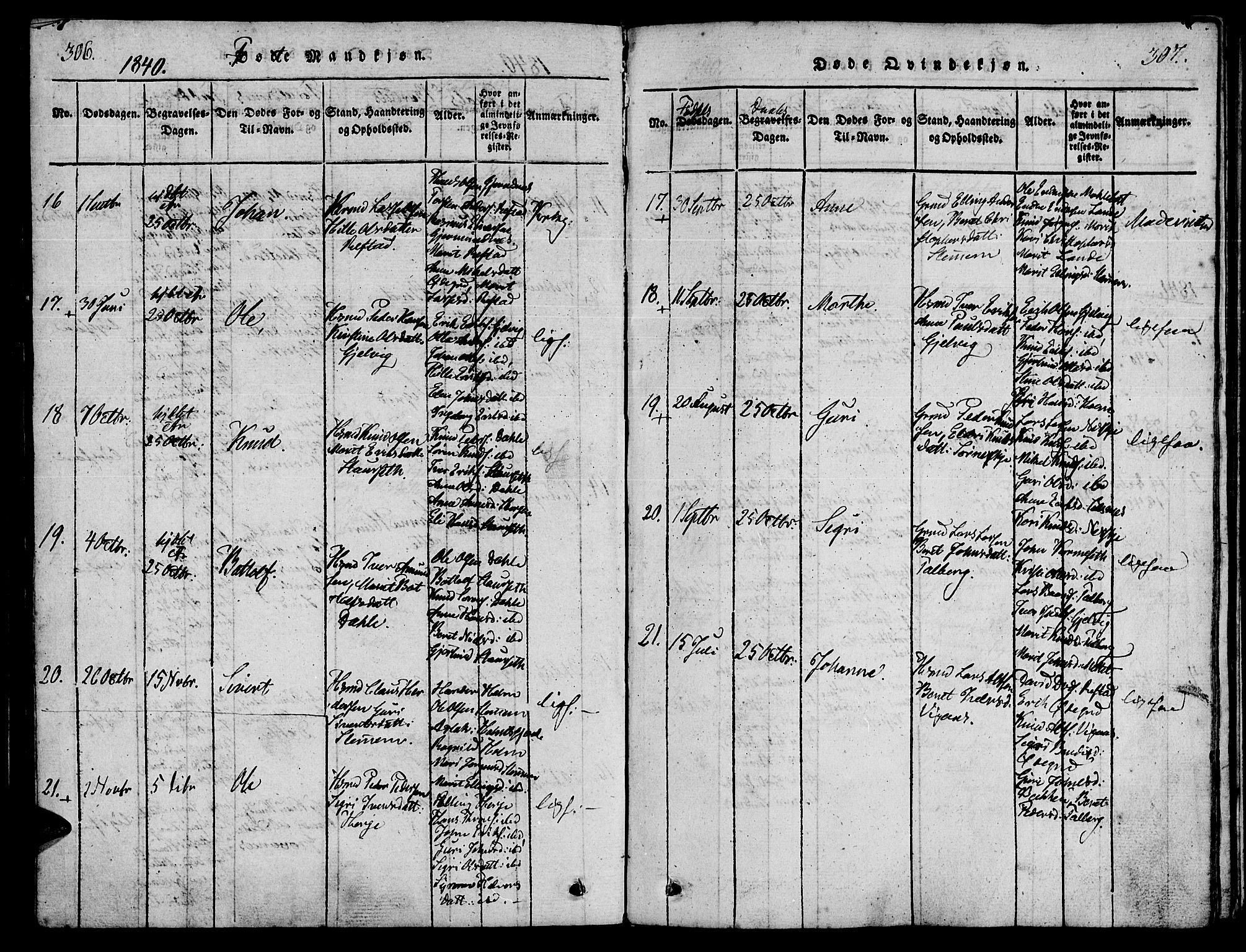 Ministerialprotokoller, klokkerbøker og fødselsregistre - Møre og Romsdal, AV/SAT-A-1454/547/L0602: Ministerialbok nr. 547A04, 1818-1845, s. 306-307