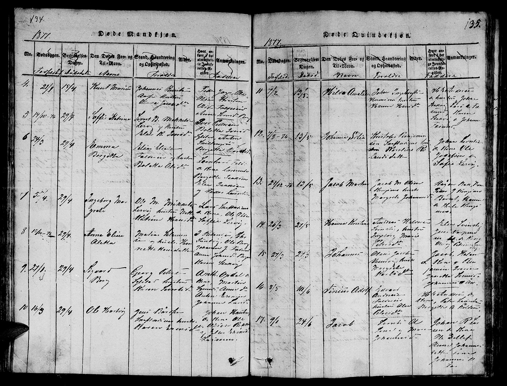 Ministerialprotokoller, klokkerbøker og fødselsregistre - Nord-Trøndelag, AV/SAT-A-1458/780/L0648: Klokkerbok nr. 780C01 /3, 1815-1877, s. 135