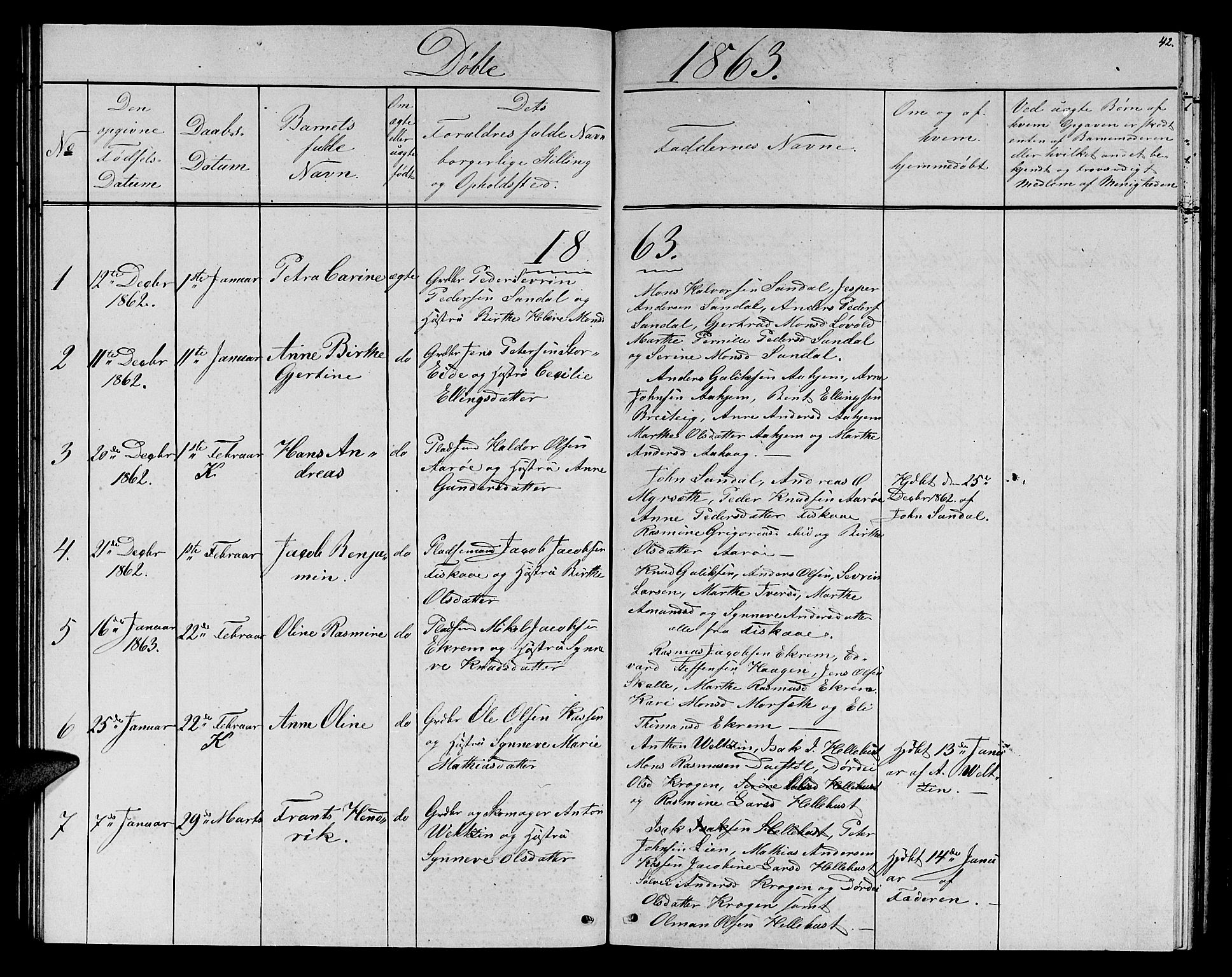 Ministerialprotokoller, klokkerbøker og fødselsregistre - Møre og Romsdal, SAT/A-1454/501/L0015: Klokkerbok nr. 501C01, 1854-1867, s. 42