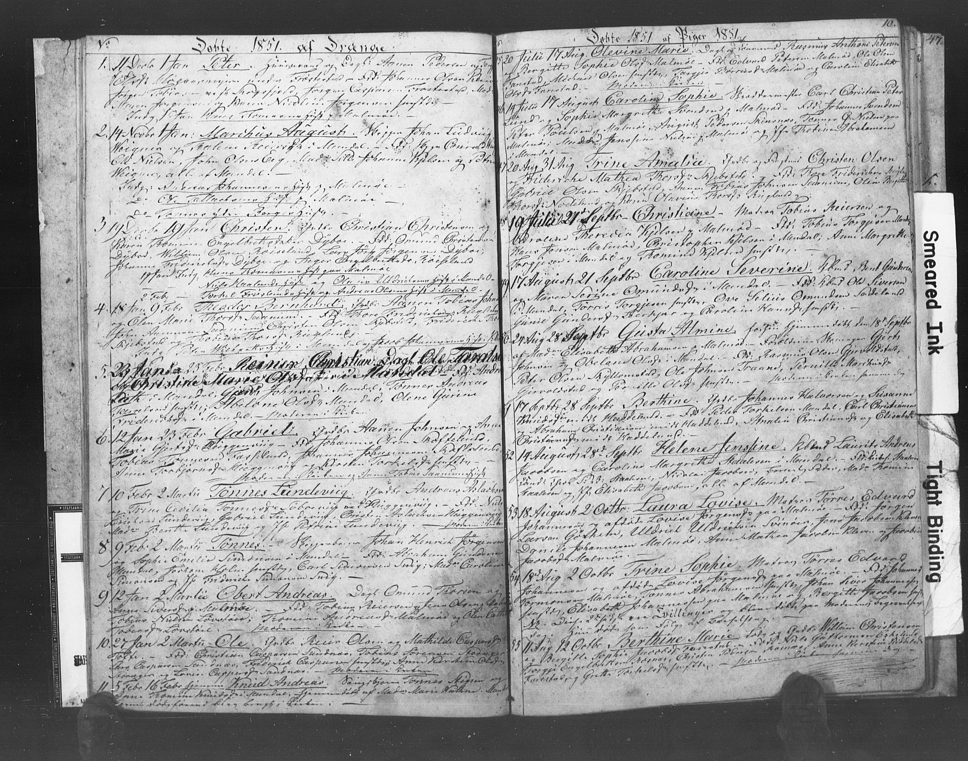 Mandal sokneprestkontor, AV/SAK-1111-0030/F/Fb/Fba/L0007: Klokkerbok nr. B 1G, 1850-1853, s. 10