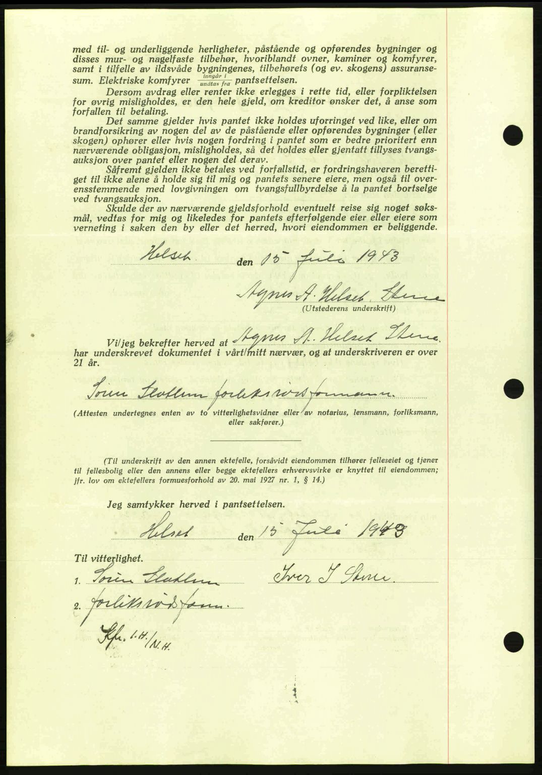 Nordmøre sorenskriveri, AV/SAT-A-4132/1/2/2Ca: Pantebok nr. B91, 1943-1944, Dagboknr: 1913/1943