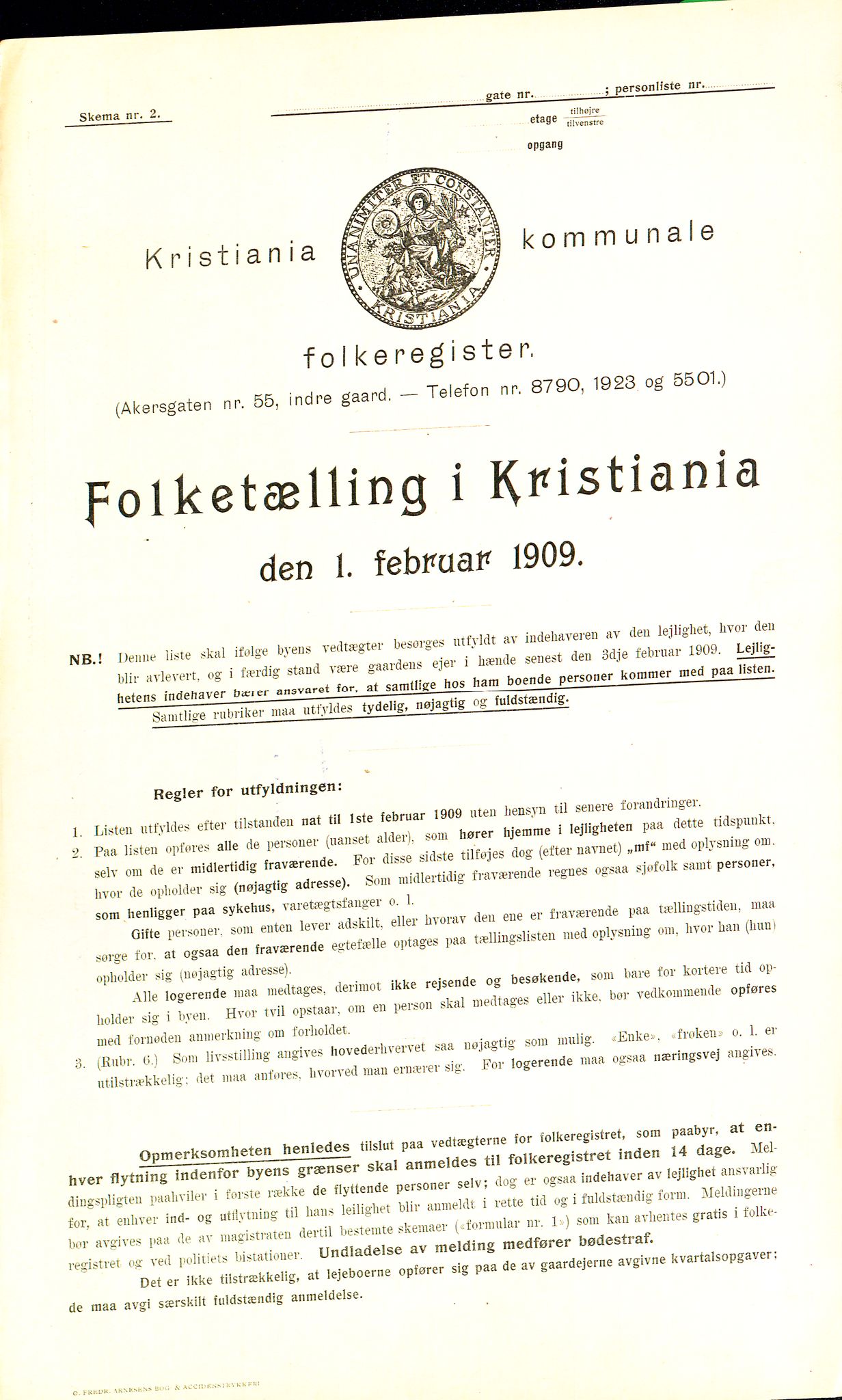 OBA, Kommunal folketelling 1.2.1909 for Kristiania kjøpstad, 1909, s. 112654