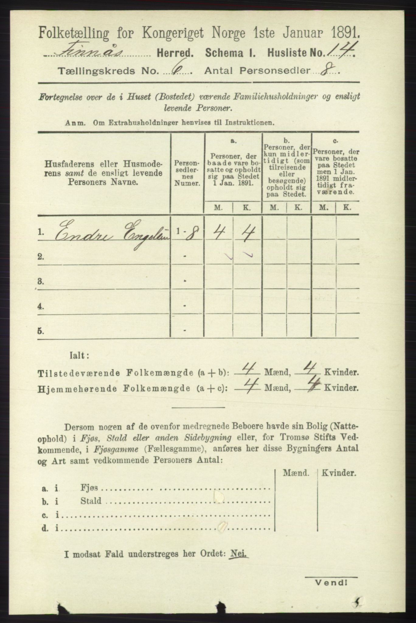 RA, Folketelling 1891 for 1218 Finnås herred, 1891, s. 2327