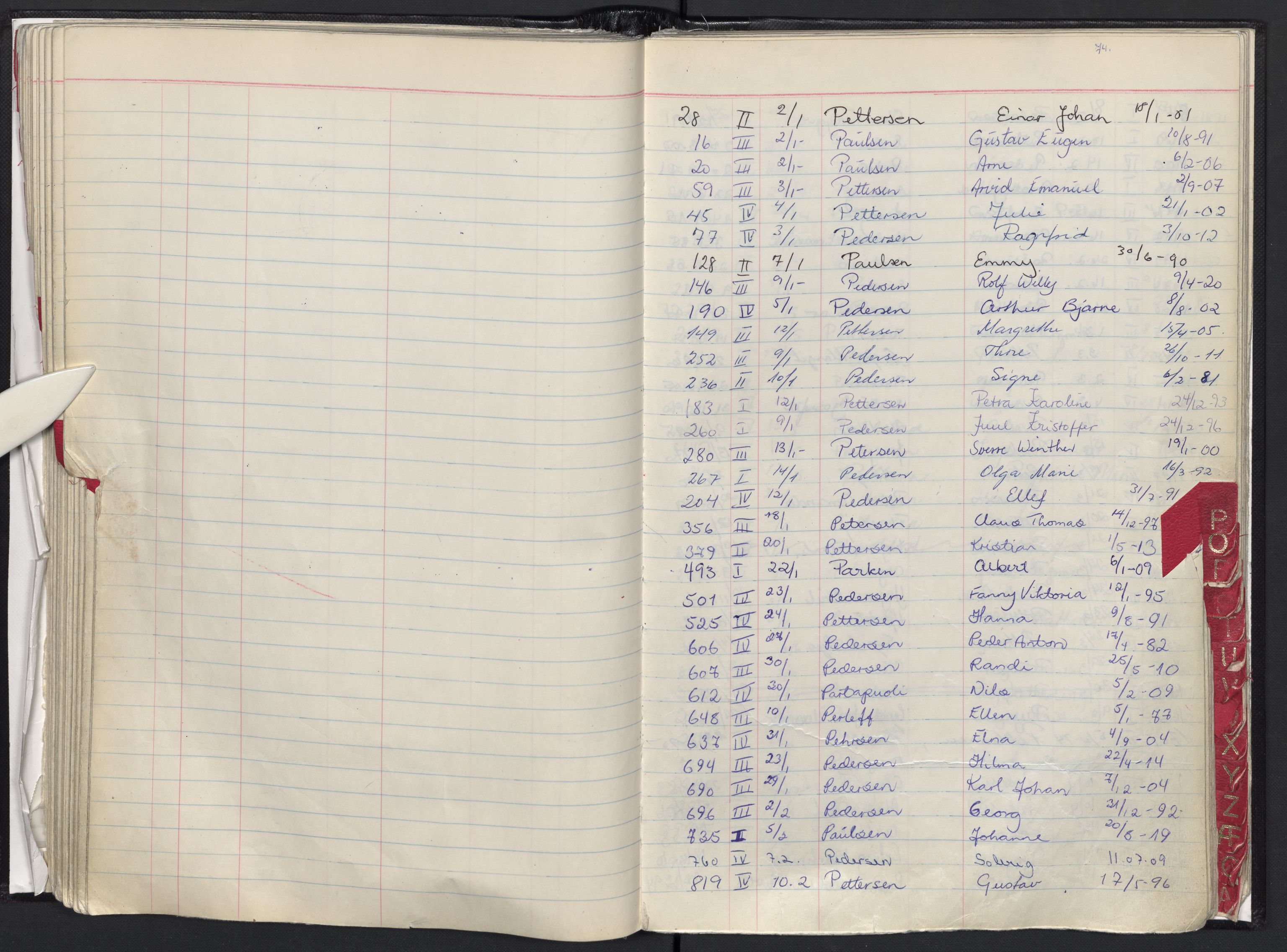 Oslo skifterett, AV/SAO-A-10383/F/Fa/Faa/L0074: Navneregister dødsfallssaker, avd. I-IV, 1974