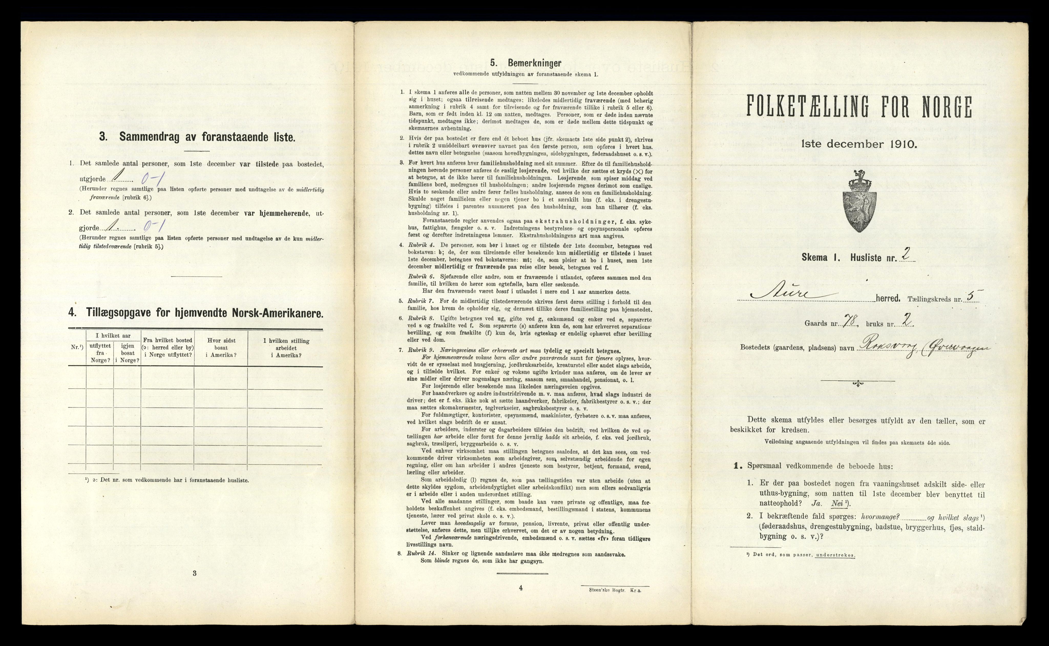 RA, Folketelling 1910 for 1569 Aure herred, 1910, s. 452
