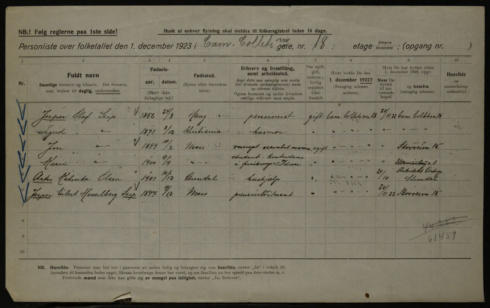 OBA, Kommunal folketelling 1.12.1923 for Kristiania, 1923, s. 13136