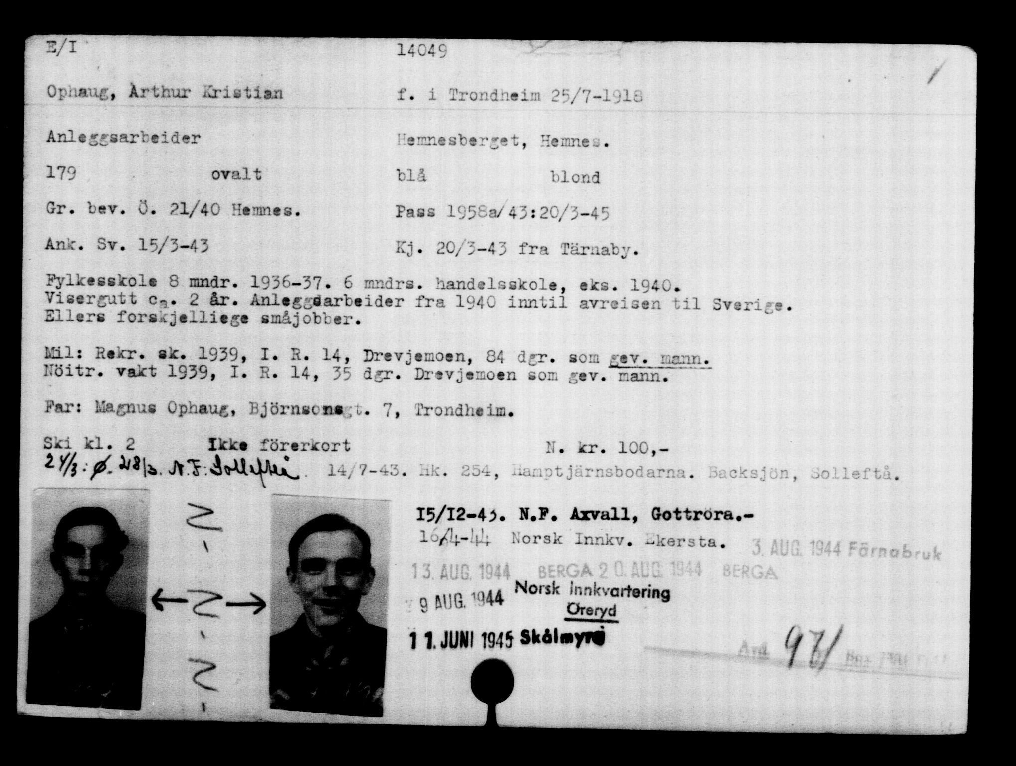 Den Kgl. Norske Legasjons Flyktningskontor, AV/RA-S-6753/V/Va/L0007: Kjesäterkartoteket.  Flyktningenr. 12700-15723, 1940-1945, s. 1550