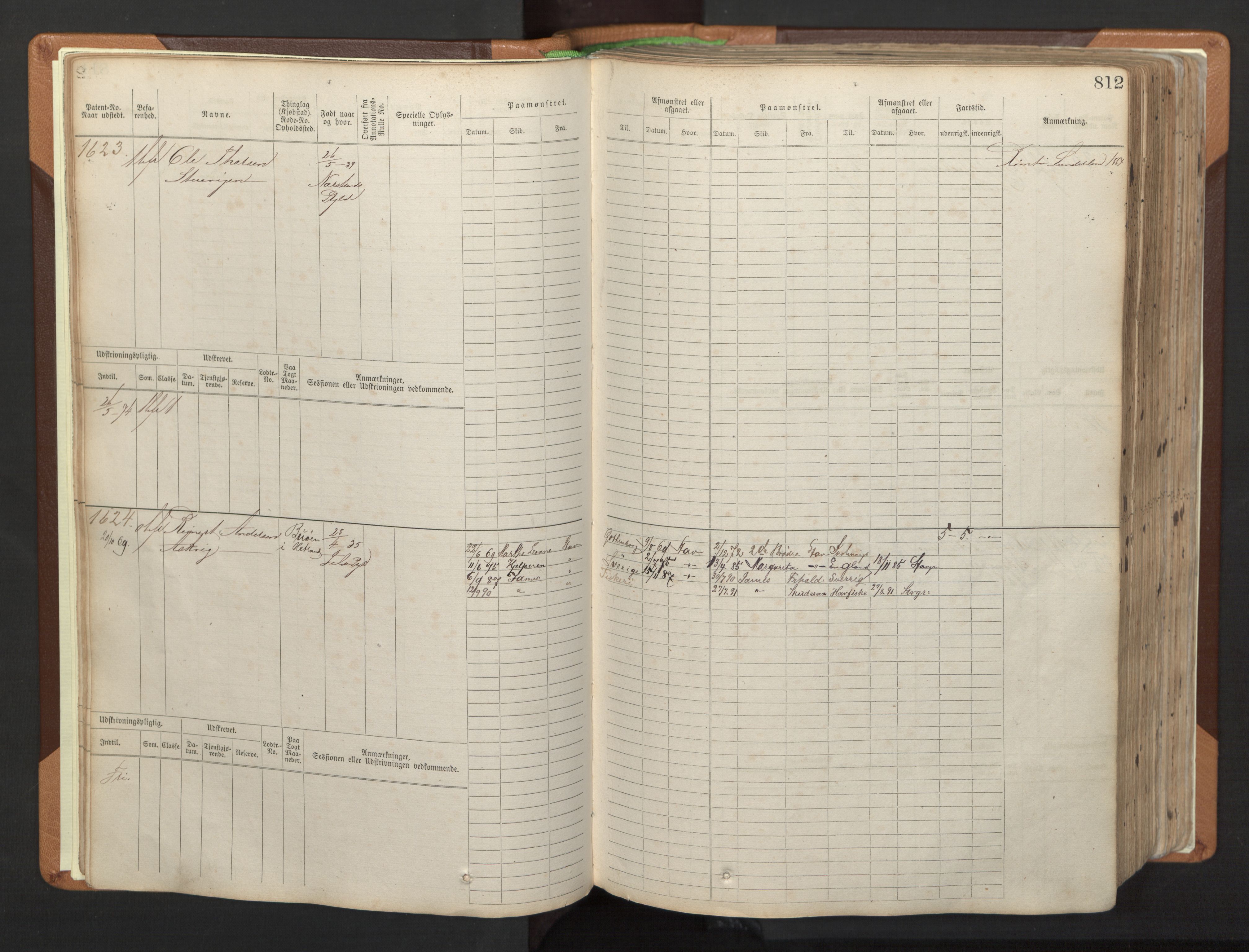 Stavanger sjømannskontor, AV/SAST-A-102006/F/Fb/Fbb/L0006: Sjøfartshovedrulle, patentnr. 1607-2402 (del 3), 1869-1880, s. 11