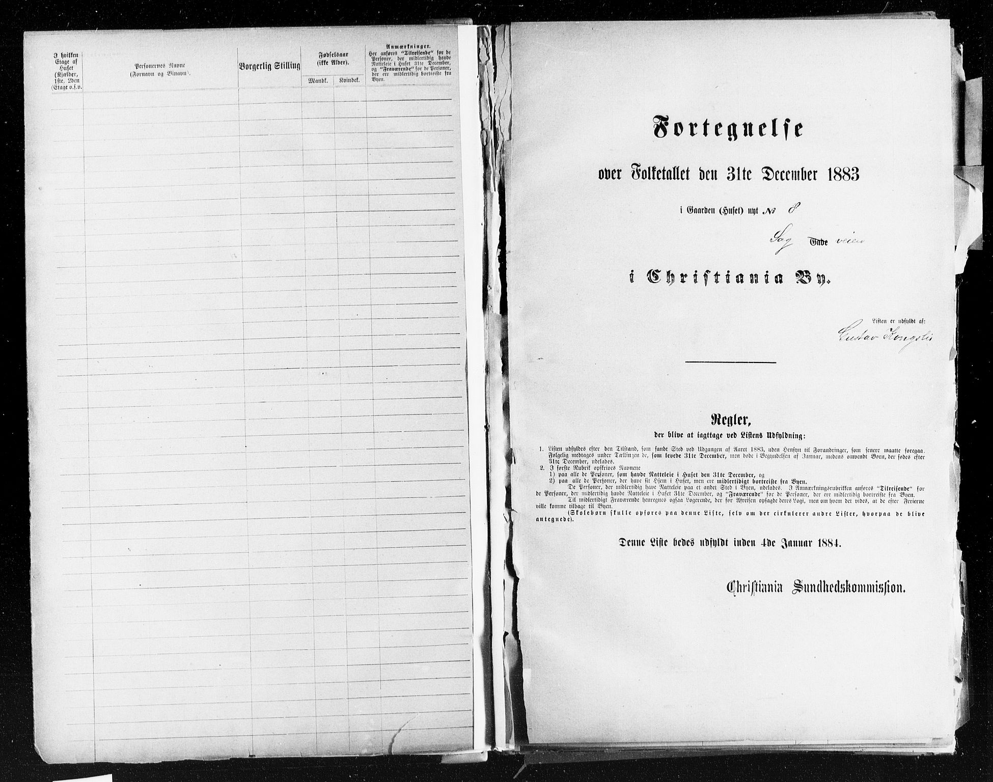 OBA, Kommunal folketelling 31.12.1883 for Kristiania kjøpstad, 1883, s. 3704