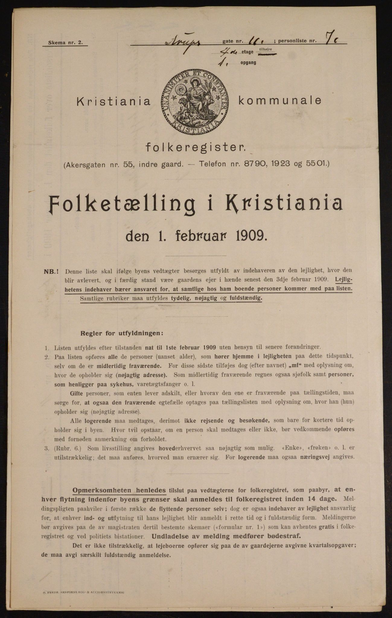 OBA, Kommunal folketelling 1.2.1909 for Kristiania kjøpstad, 1909, s. 2134
