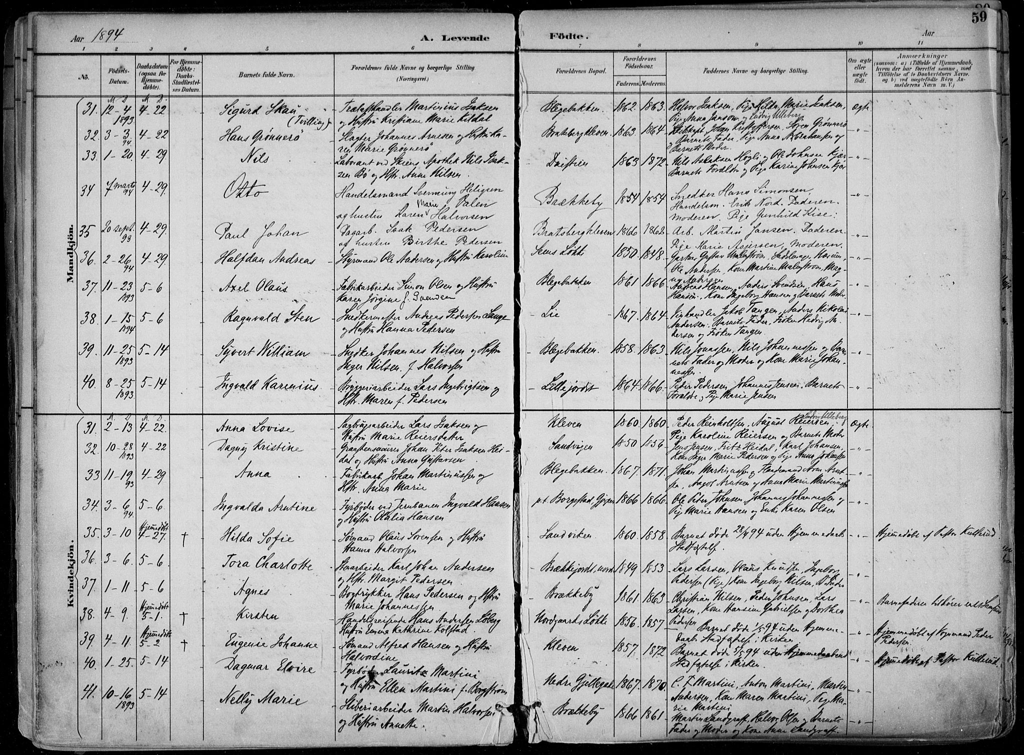 Skien kirkebøker, AV/SAKO-A-302/F/Fa/L0010: Ministerialbok nr. 10, 1891-1899, s. 59