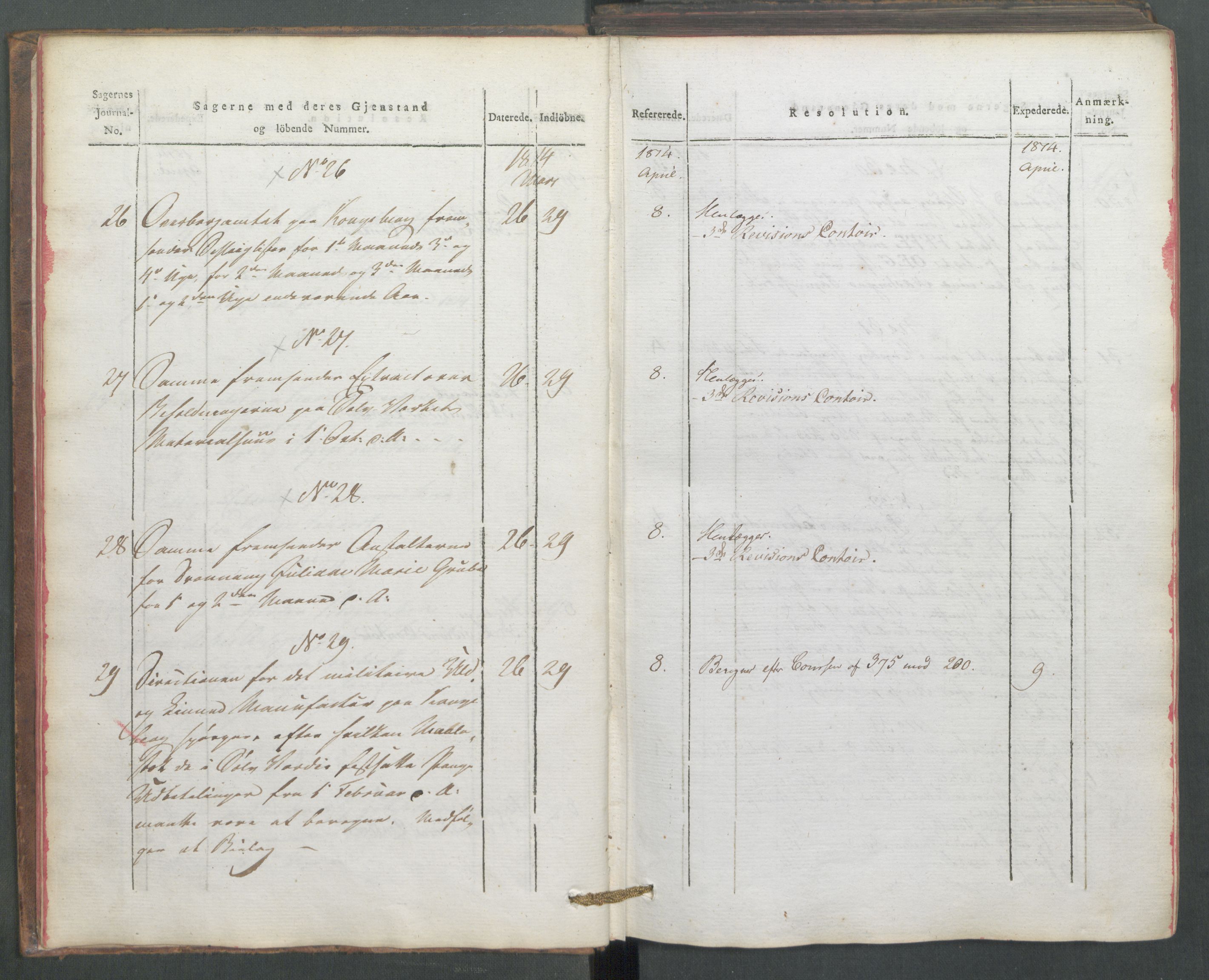 Departementene i 1814, AV/RA-S-3899/Fe/L0054: Journal, 1814