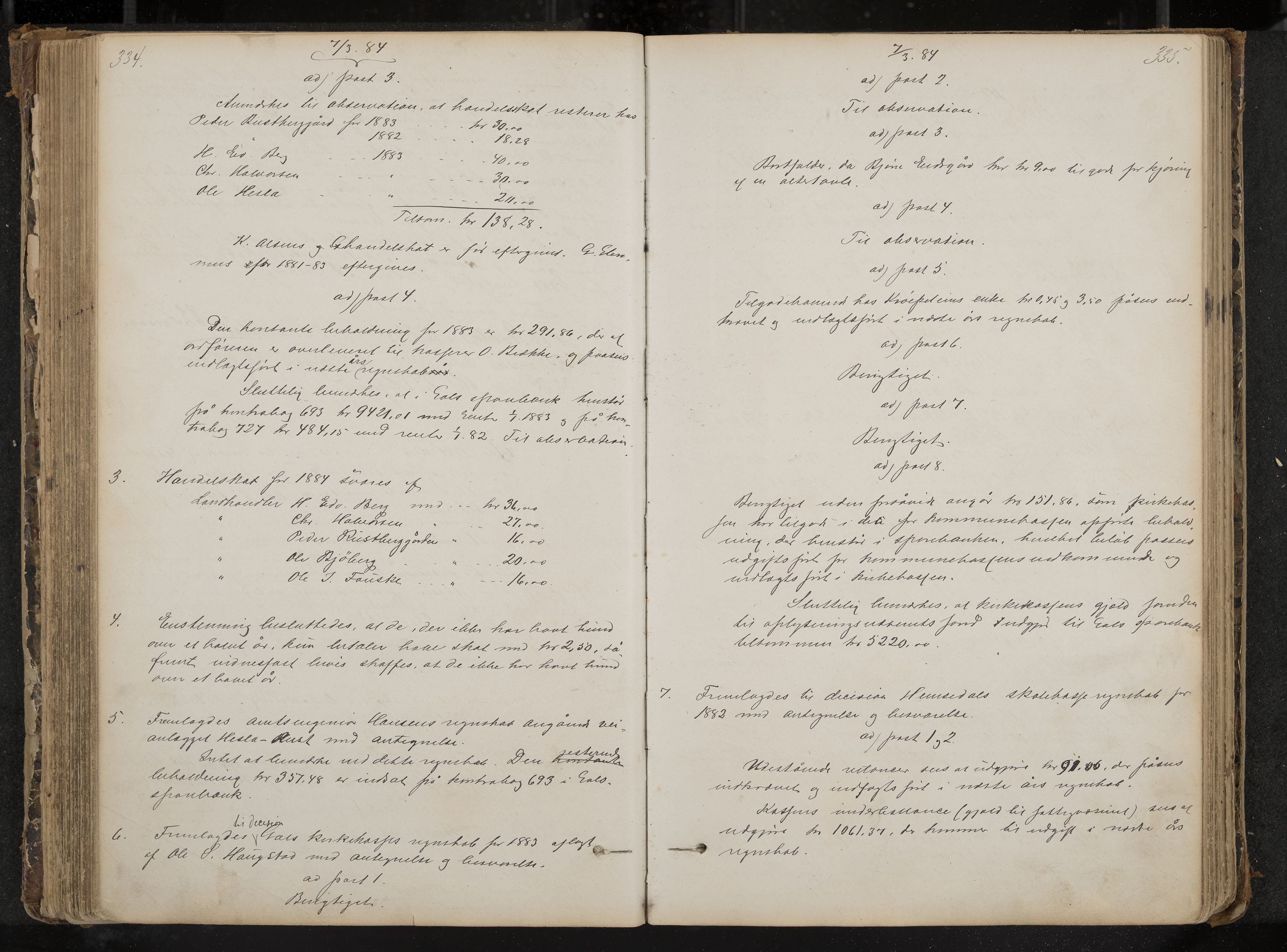 Gol formannskap og sentraladministrasjon, IKAK/0617021-1/A/Aa/L0002: Møtebok med register, 1870-1892, s. 334-335