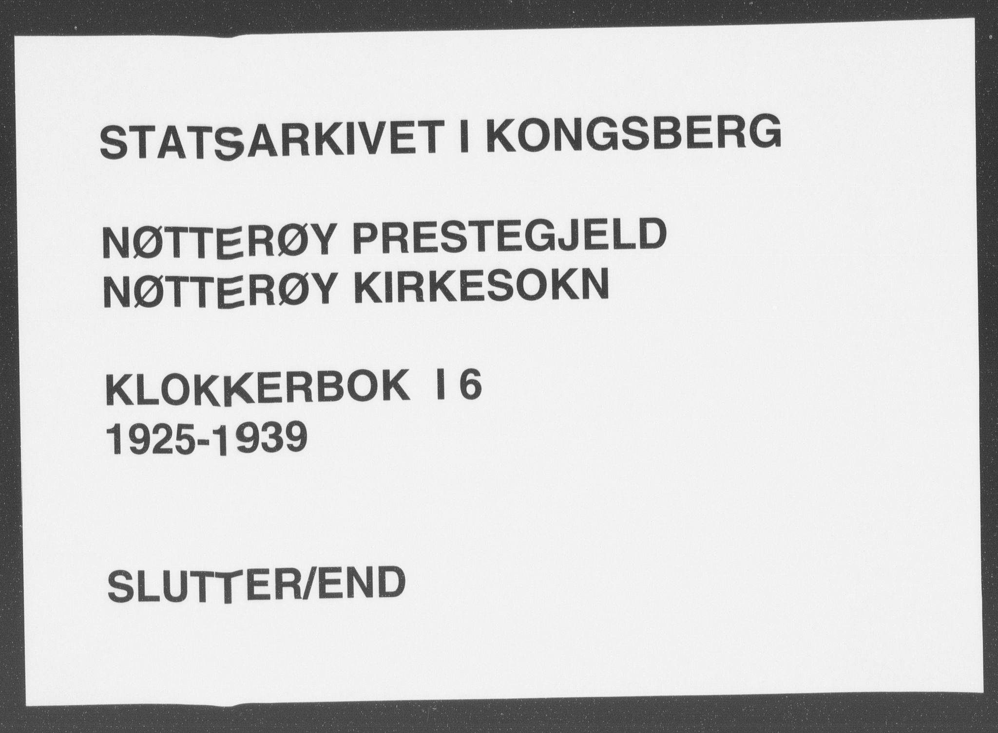 Nøtterøy kirkebøker, AV/SAKO-A-354/G/Ga/L0006: Klokkerbok nr. I 6, 1925-1939