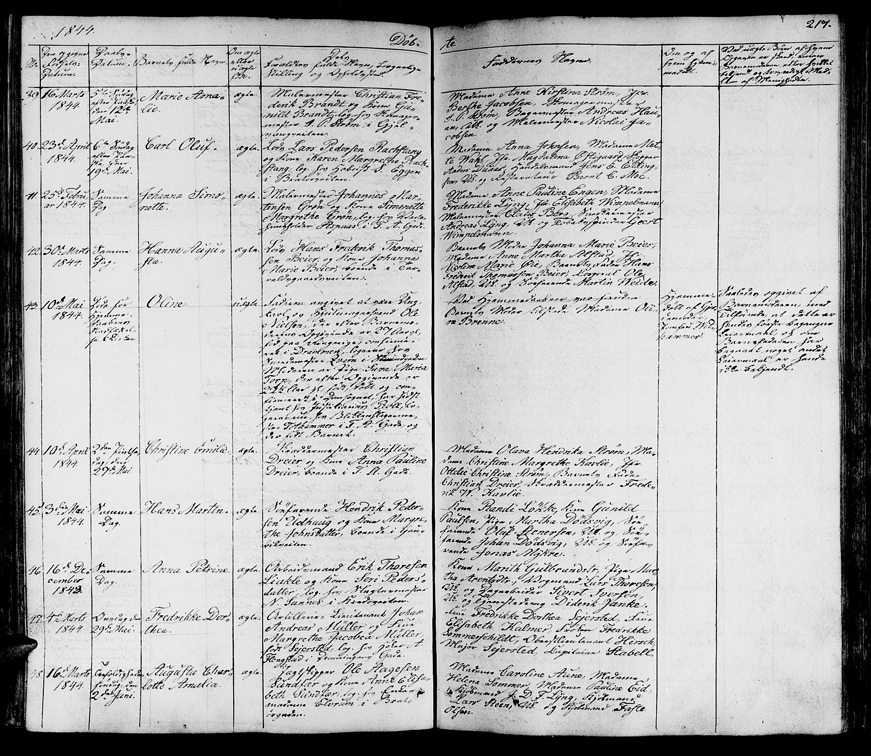 Ministerialprotokoller, klokkerbøker og fødselsregistre - Sør-Trøndelag, SAT/A-1456/602/L0136: Klokkerbok nr. 602C04, 1833-1845, s. 217