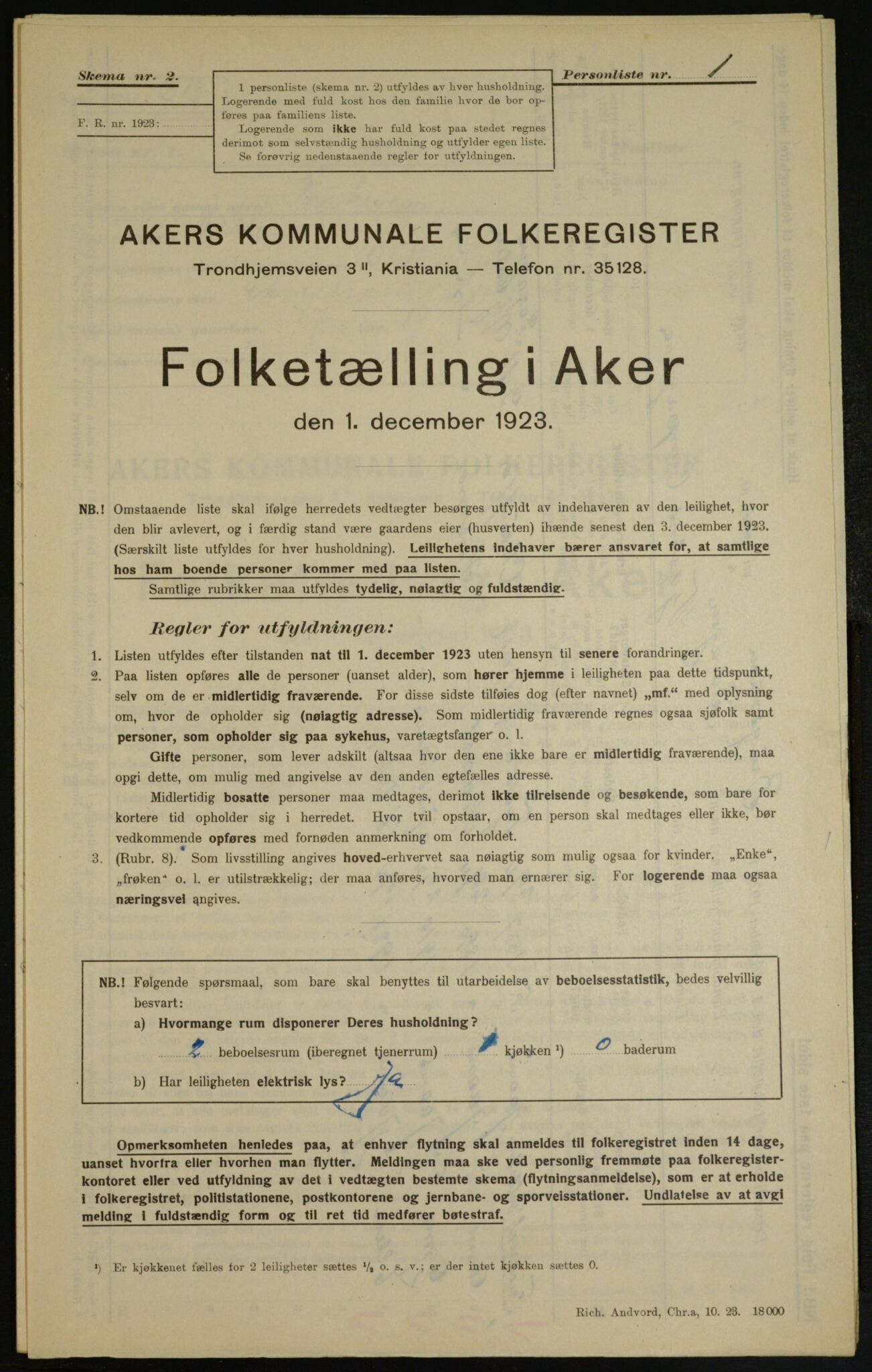 , Kommunal folketelling 1.12.1923 for Aker, 1923, s. 8685