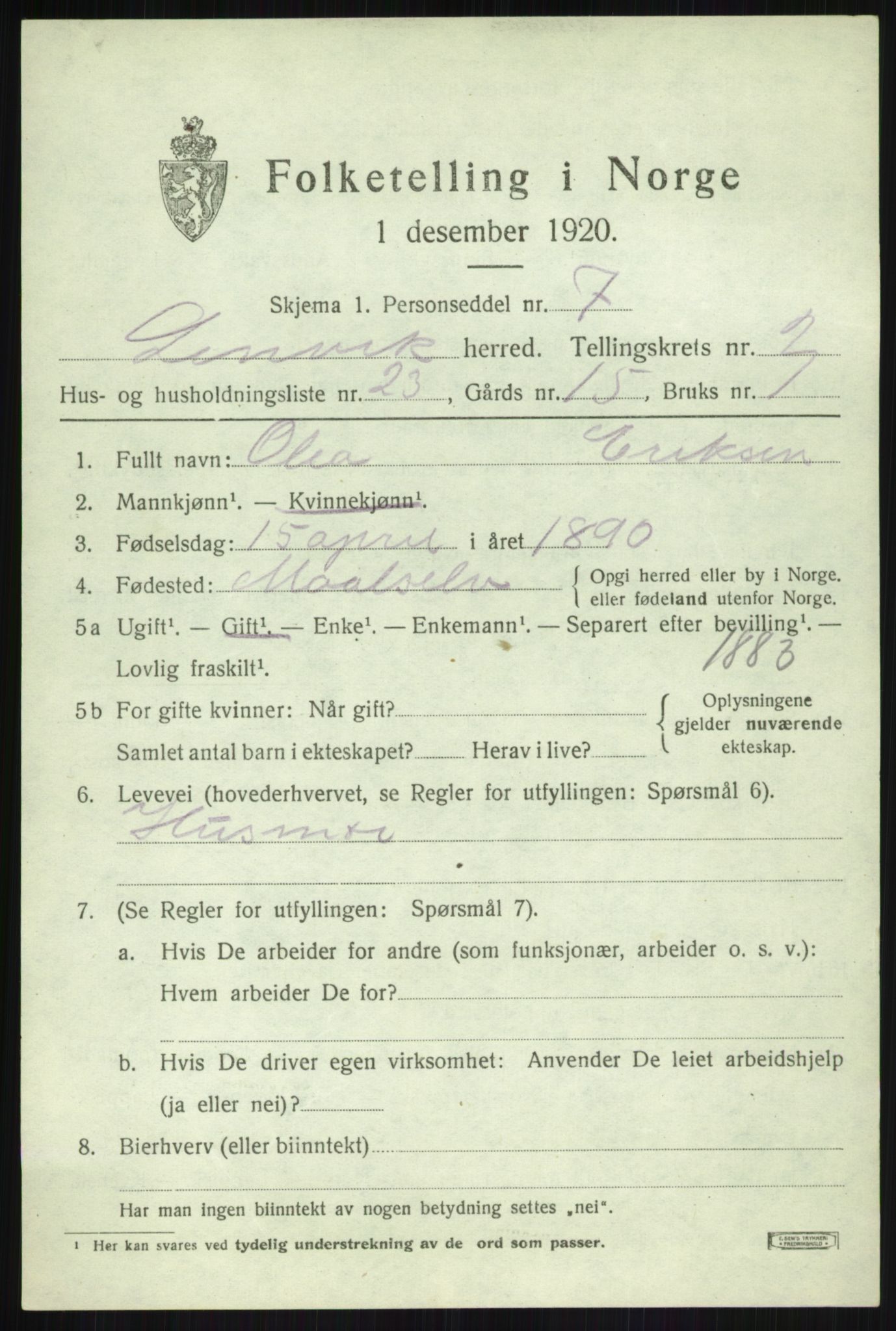 SATØ, Folketelling 1920 for 1931 Lenvik herred, 1920, s. 4250