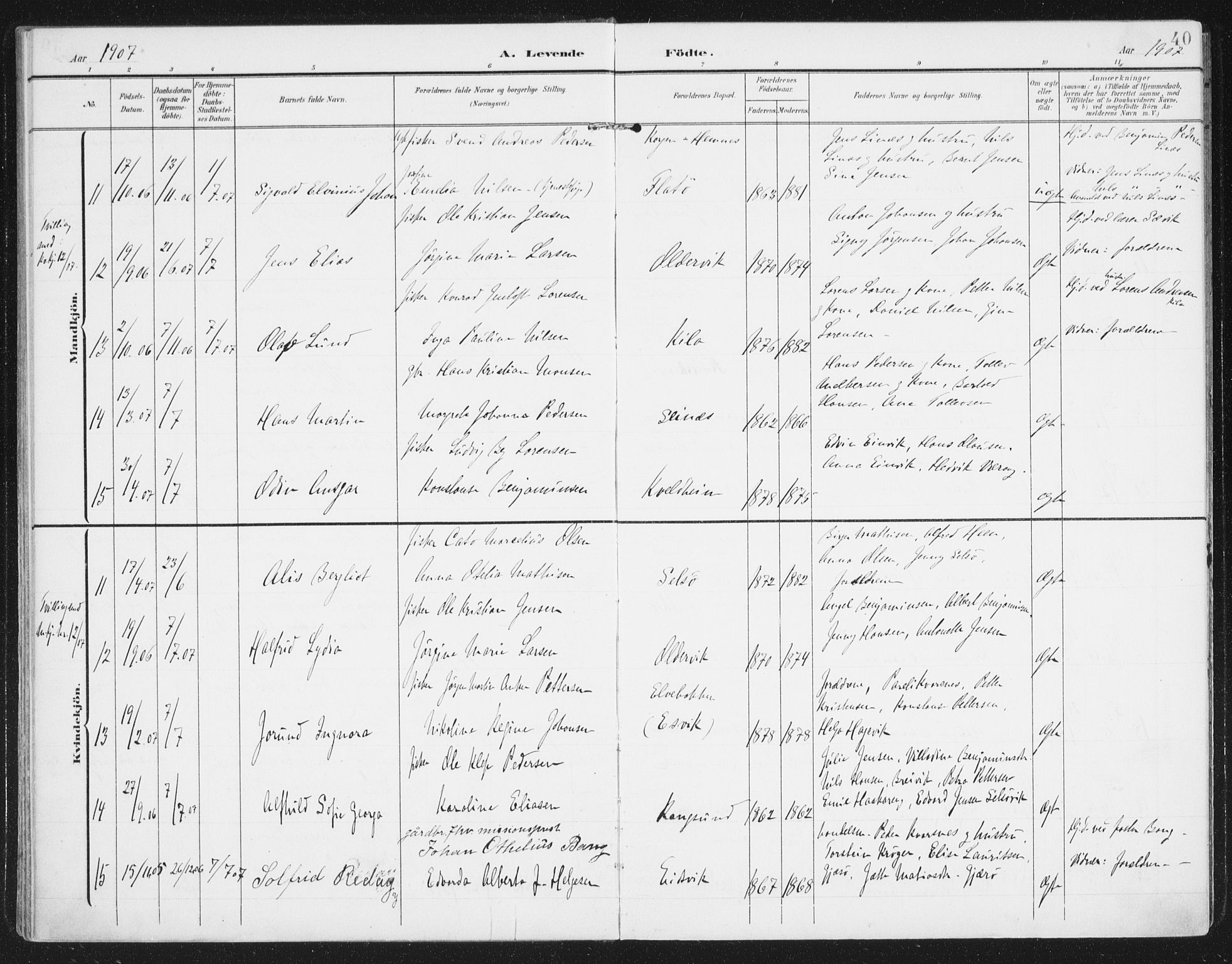 Ministerialprotokoller, klokkerbøker og fødselsregistre - Nordland, AV/SAT-A-1459/841/L0612: Ministerialbok nr. 841A15, 1902-1910, s. 40