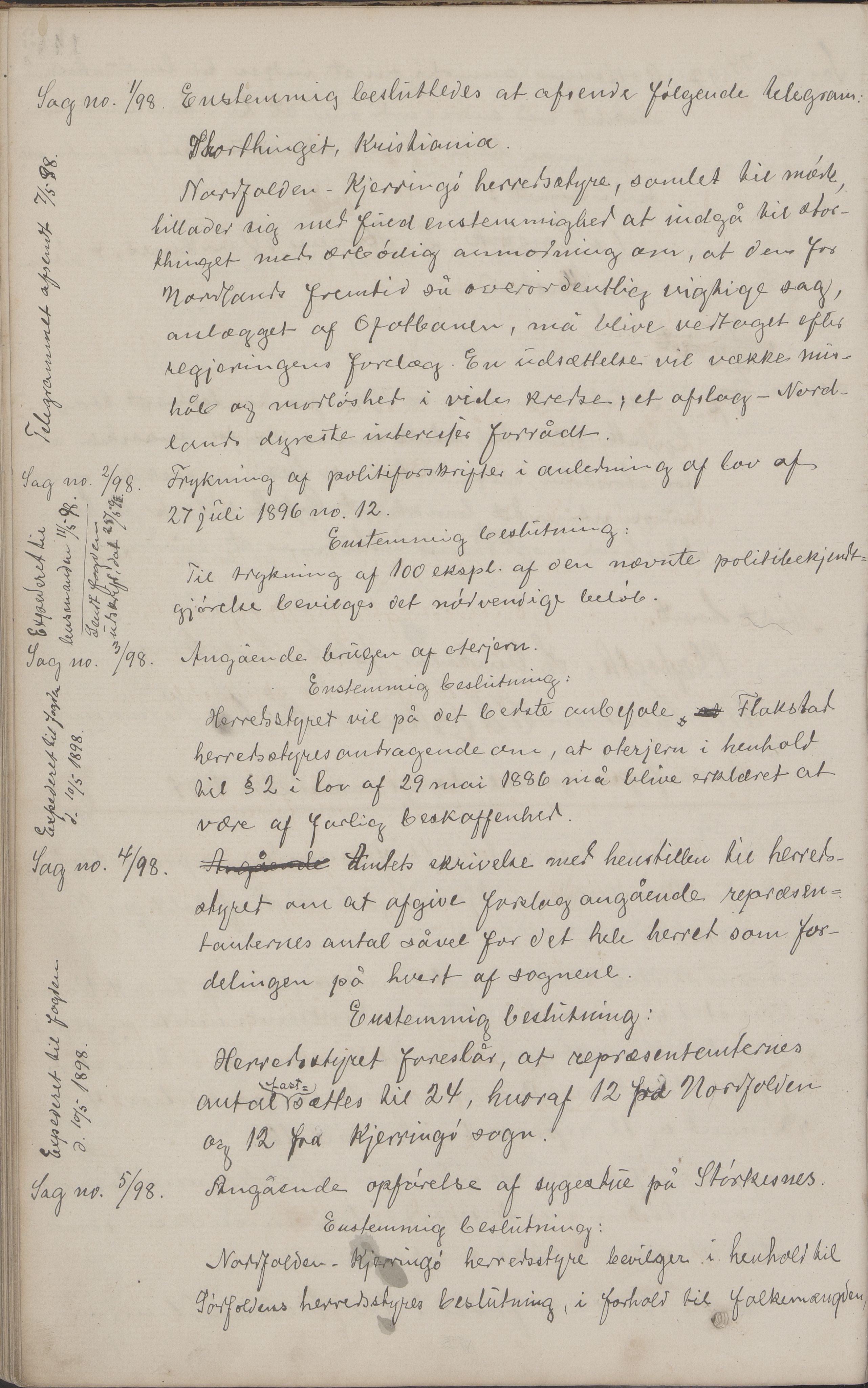 Nordfold kommune. Formannskapet, AIN/K-18461.150/A/Aa/L0001: Møtebok, 1887-1899