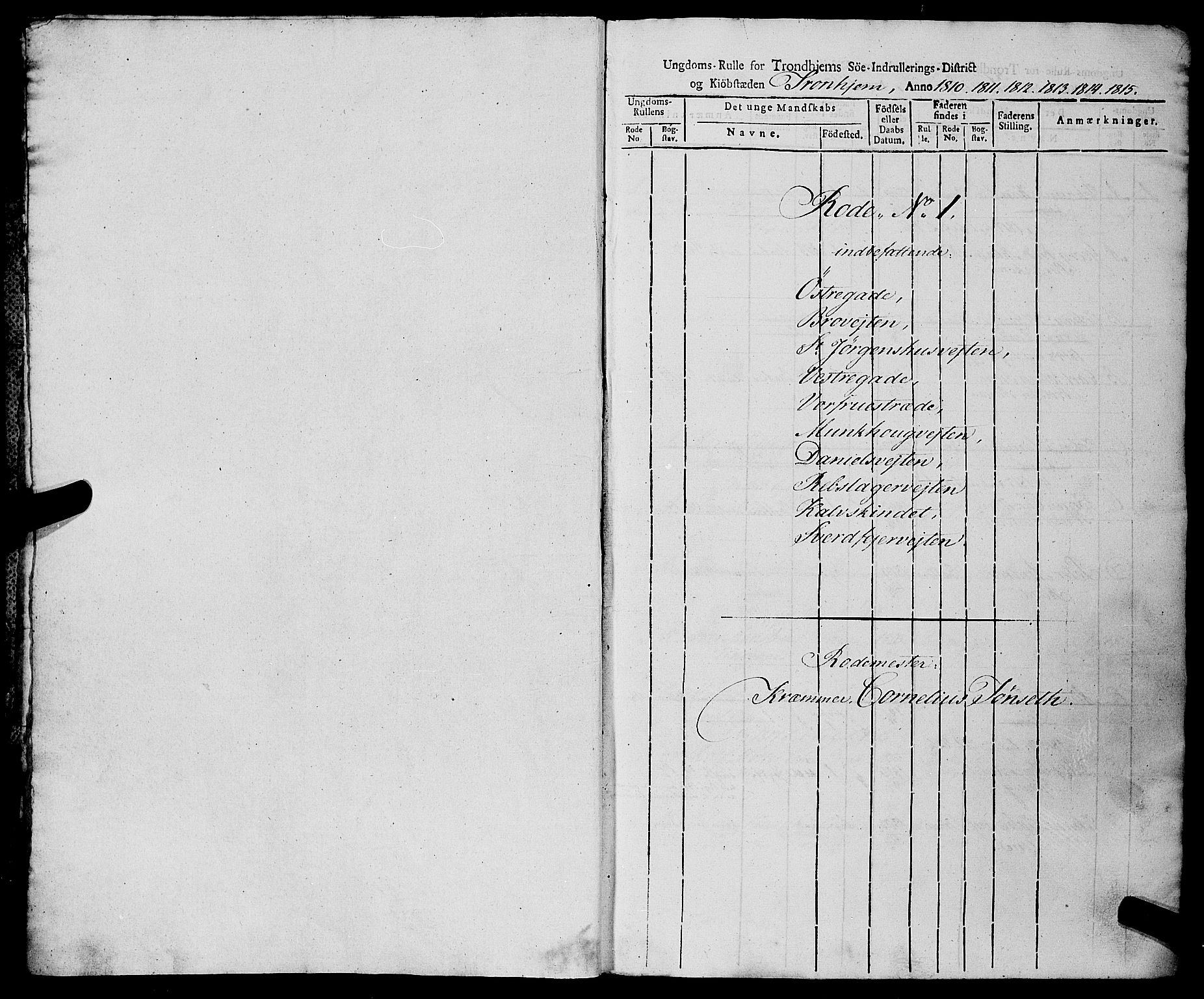 Sjøinnrulleringen - Trondhjemske distrikt, AV/SAT-A-5121/01/L0019: Rulle over Trondhjem distrikt, 1810-1815