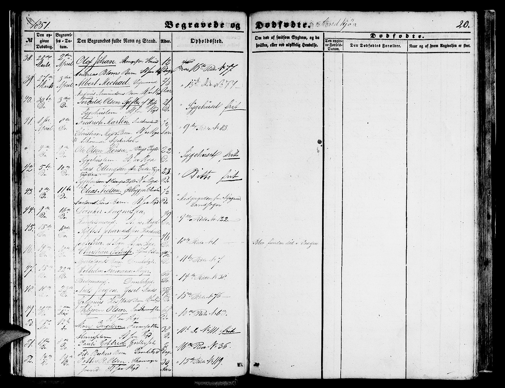 Domkirken sokneprestembete, AV/SAB-A-74801/H/Hab/L0038: Klokkerbok nr. E 2, 1847-1859, s. 20