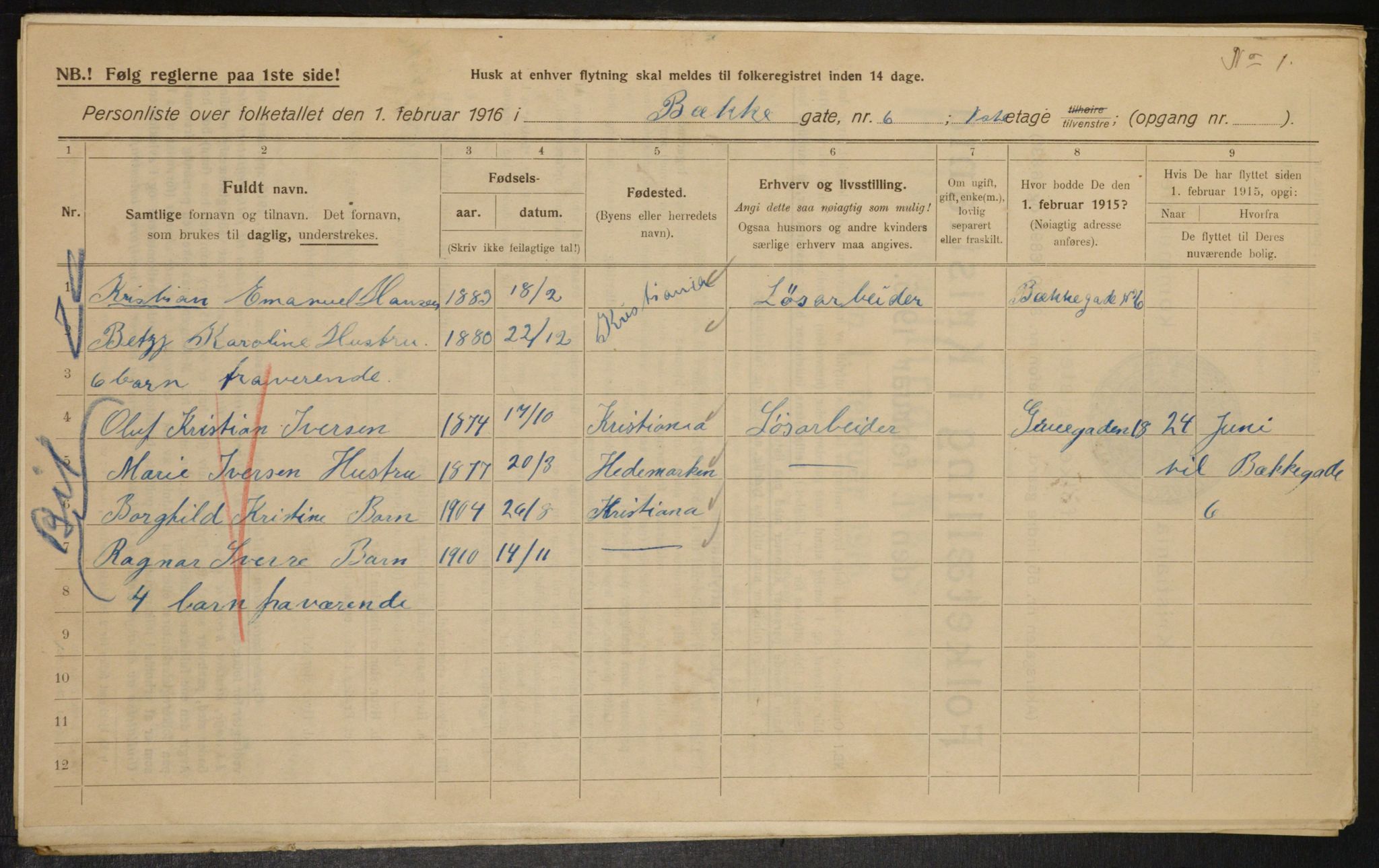 OBA, Kommunal folketelling 1.2.1916 for Kristiania, 1916, s. 11137