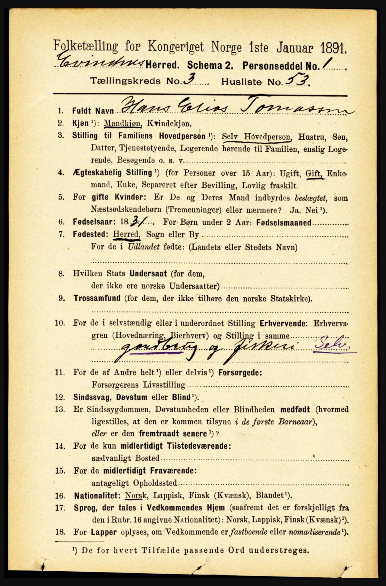 RA, Folketelling 1891 for 1853 Evenes herred, 1891, s. 1112
