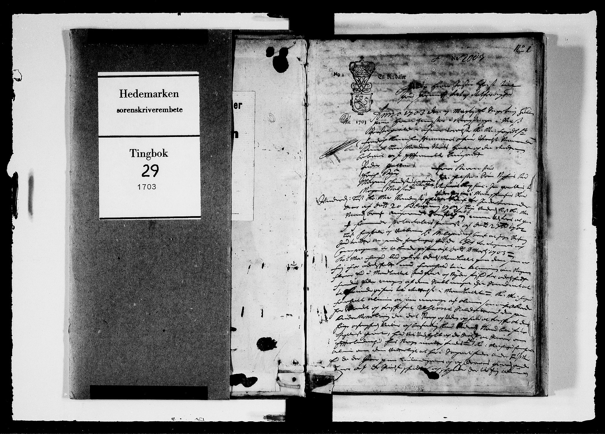 Hedemarken sorenskriveri, SAH/TING-034/G/Gb/L0029: Tingbok, 1703, s. 0b-1a