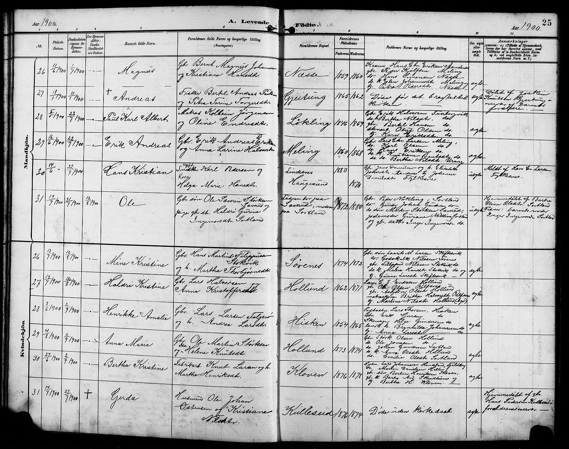 Finnås sokneprestembete, AV/SAB-A-99925/H/Ha/Hab/Habb/L0004: Klokkerbok nr. B 4, 1897-1907, s. 25