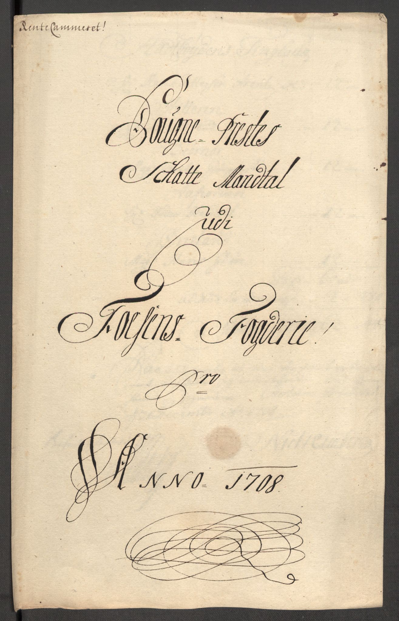 Rentekammeret inntil 1814, Reviderte regnskaper, Fogderegnskap, RA/EA-4092/R57/L3858: Fogderegnskap Fosen, 1708-1709, s. 94