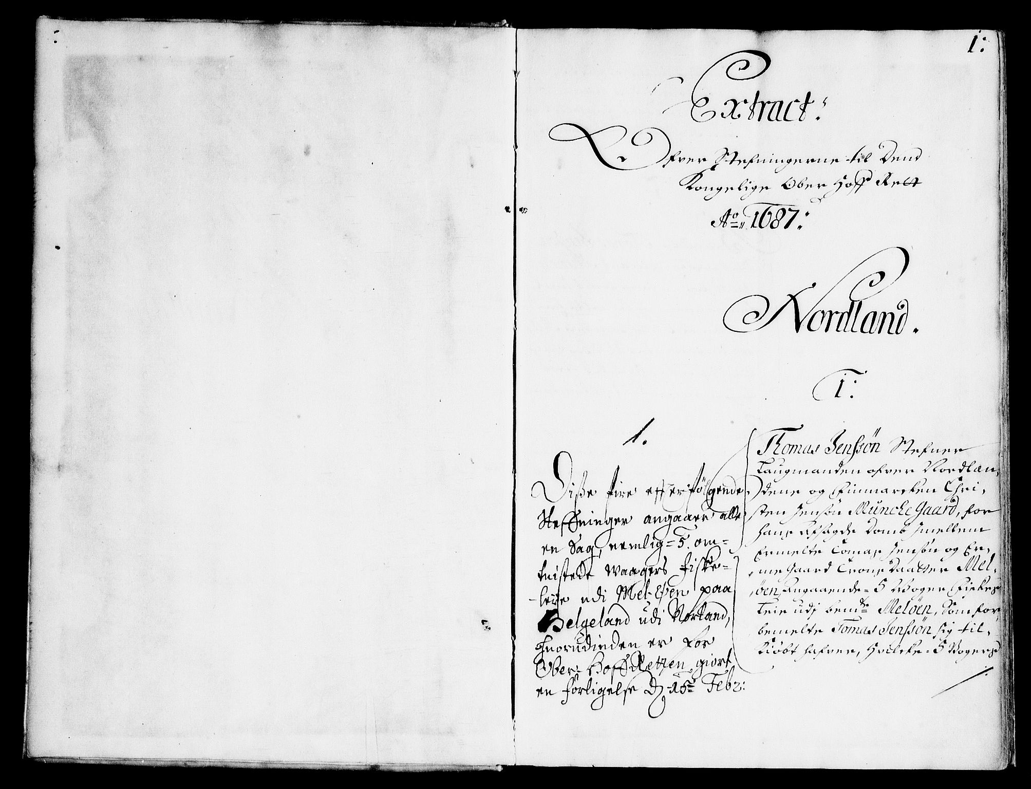 Overhoffretten 1667-1797, RA/EA-2884/Ad/L0249: Ekstraktprotokoll, 1687, s. 0b-1a