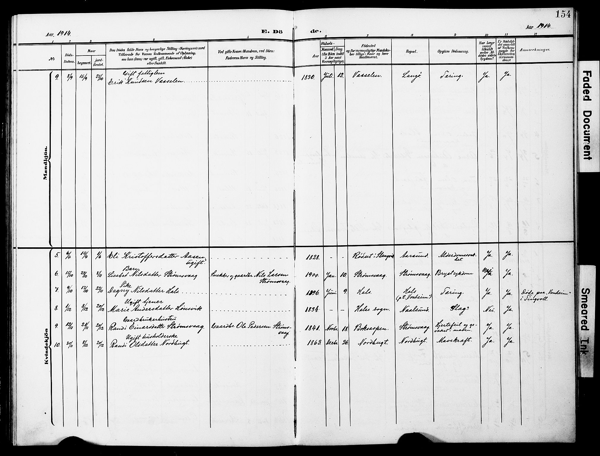 Ministerialprotokoller, klokkerbøker og fødselsregistre - Møre og Romsdal, AV/SAT-A-1454/587/L1001: Klokkerbok nr. 587C01, 1906-1927, s. 154