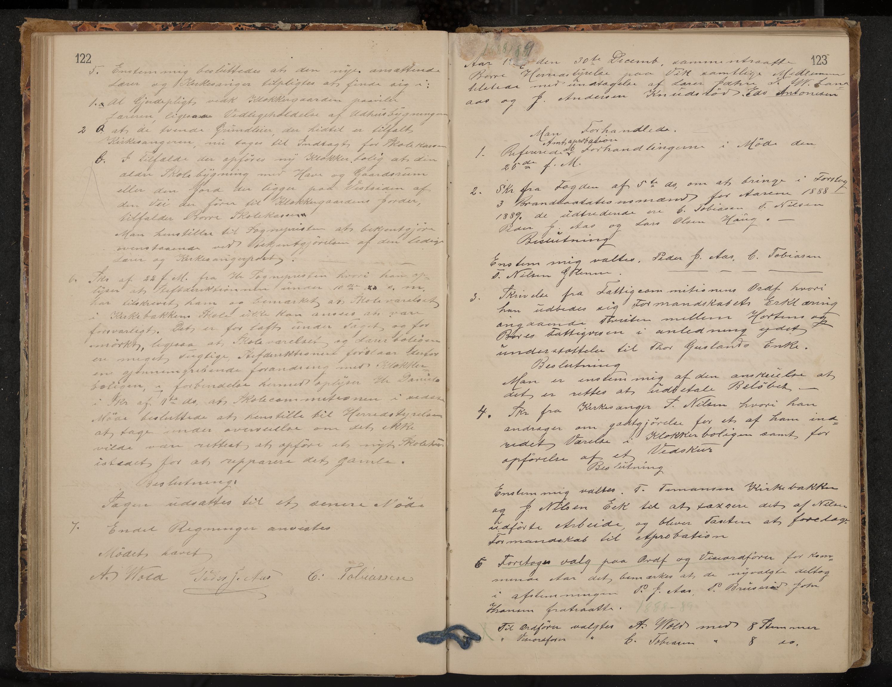 Borre formannskap og sentraladministrasjon, IKAK/0717021/A/L0002: Møtebok, 1881-1895, s. 122-123