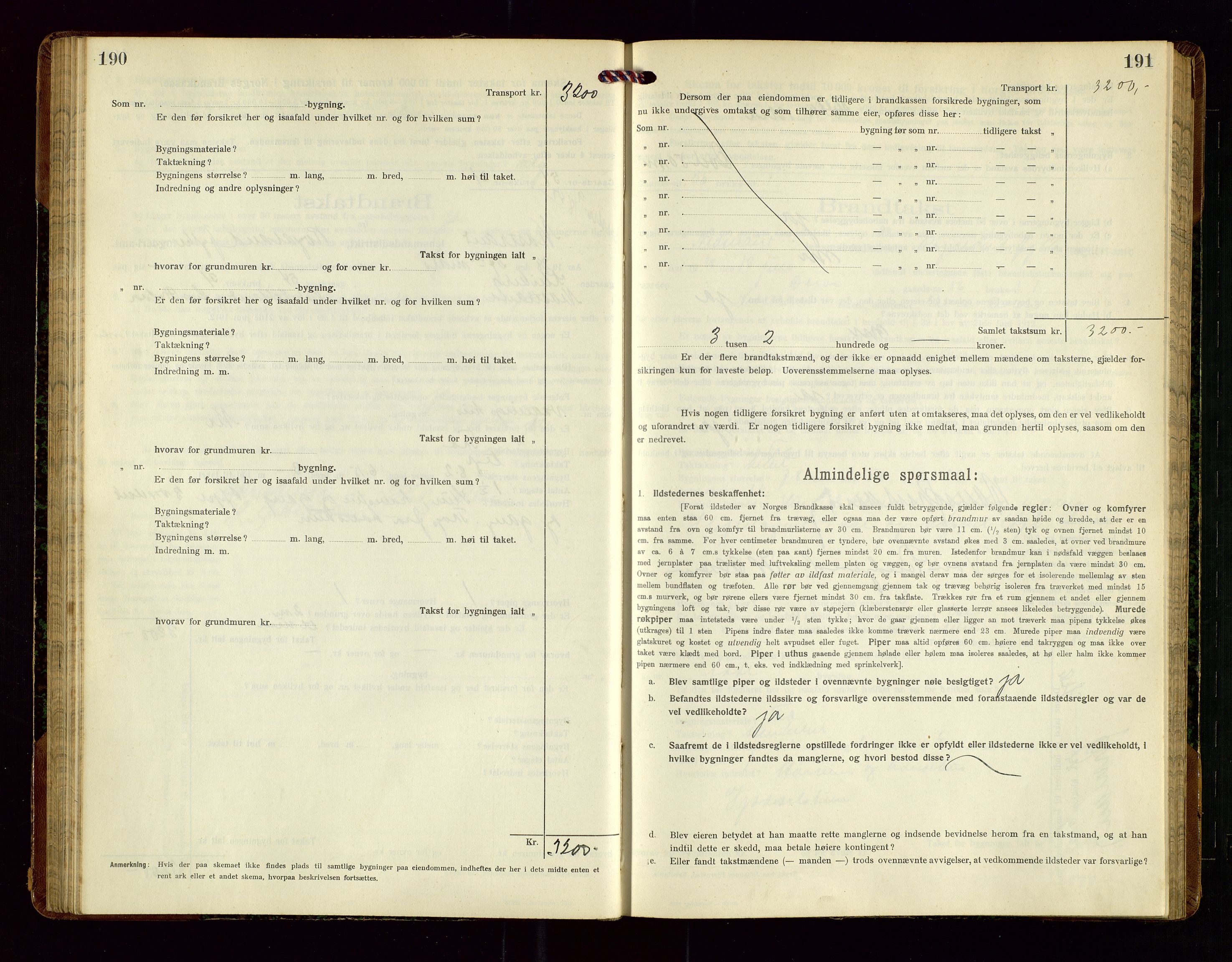 Nedstrand lensmannskontor, SAST/A-100236/Gob/L0002: "Brandtakstprotokol for Nerstrand lensmandsdistrikt Rogaland Fylke", 1916-1949, s. 190-191