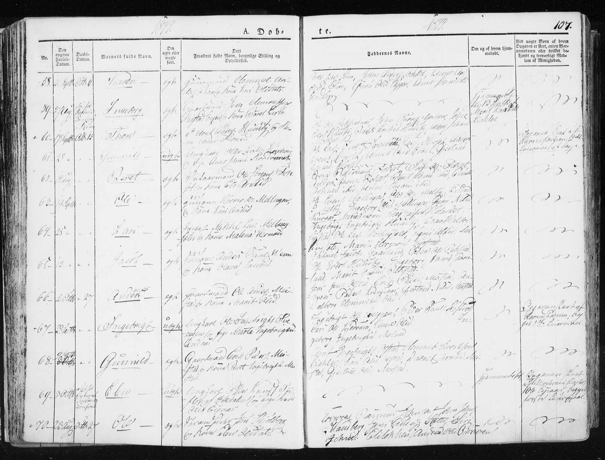 Ministerialprotokoller, klokkerbøker og fødselsregistre - Sør-Trøndelag, SAT/A-1456/665/L0771: Ministerialbok nr. 665A06, 1830-1856, s. 107