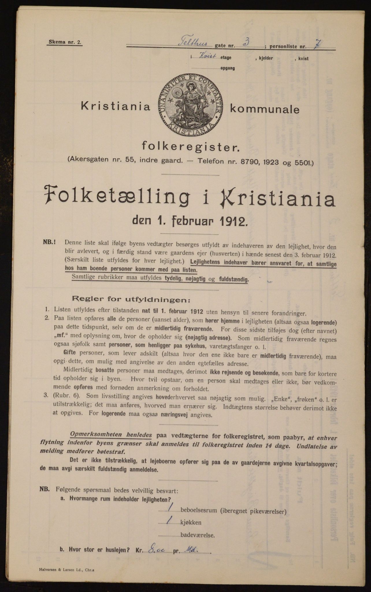 OBA, Kommunal folketelling 1.2.1912 for Kristiania, 1912, s. 107595