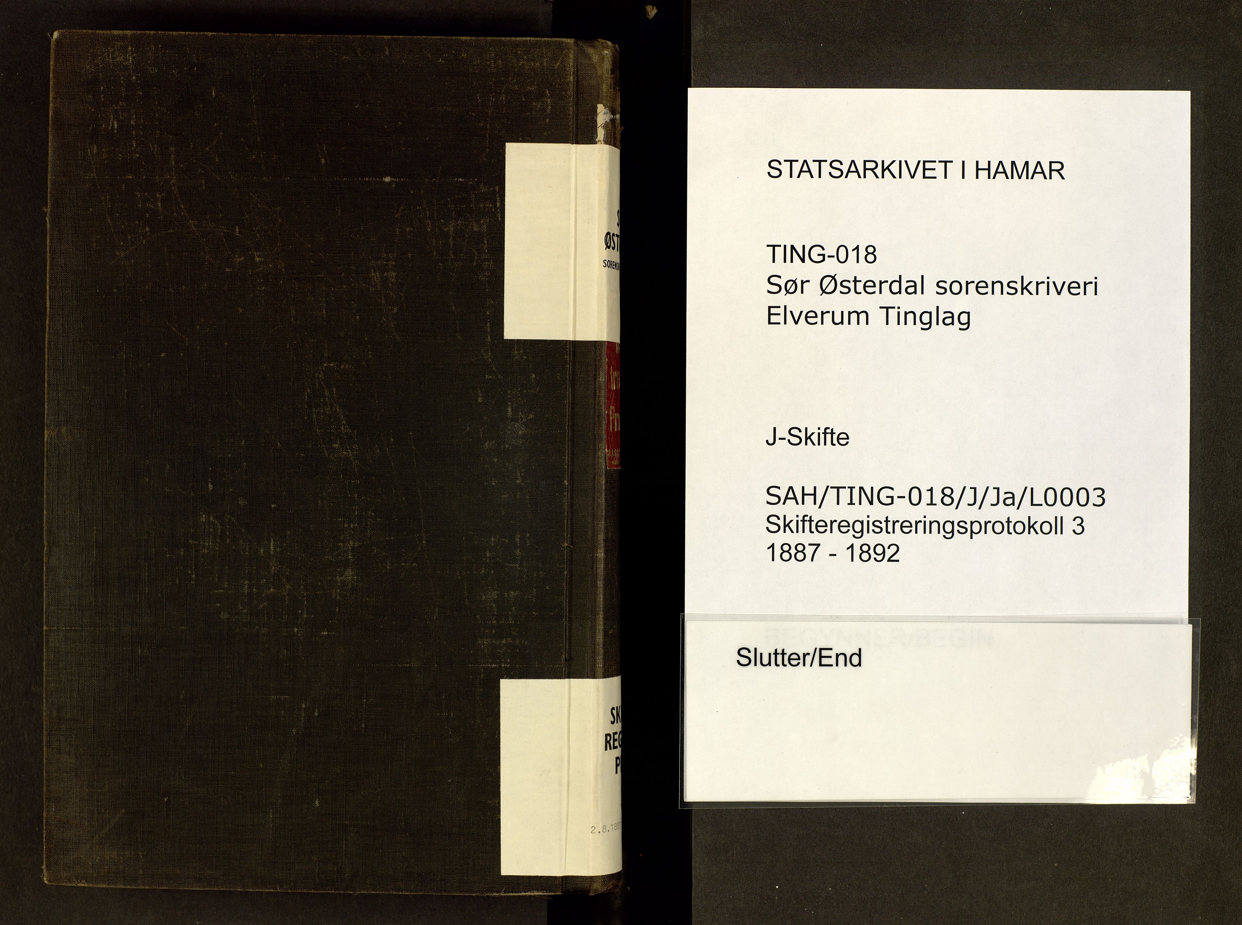 Sør-Østerdal sorenskriveri, SAH/TING-018/J/Ja/L0003: Skifteregistreringsprotokoll - Elverum, 1887-1892