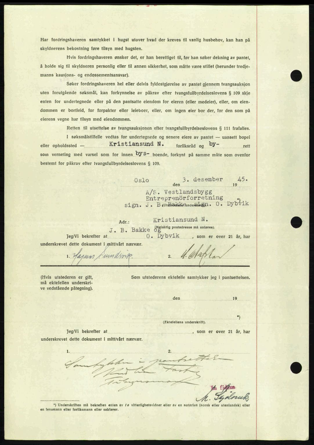 Kristiansund byfogd, AV/SAT-A-4587/A/27: Pantebok nr. 37-38, 1943-1945, Dagboknr: 797/1945