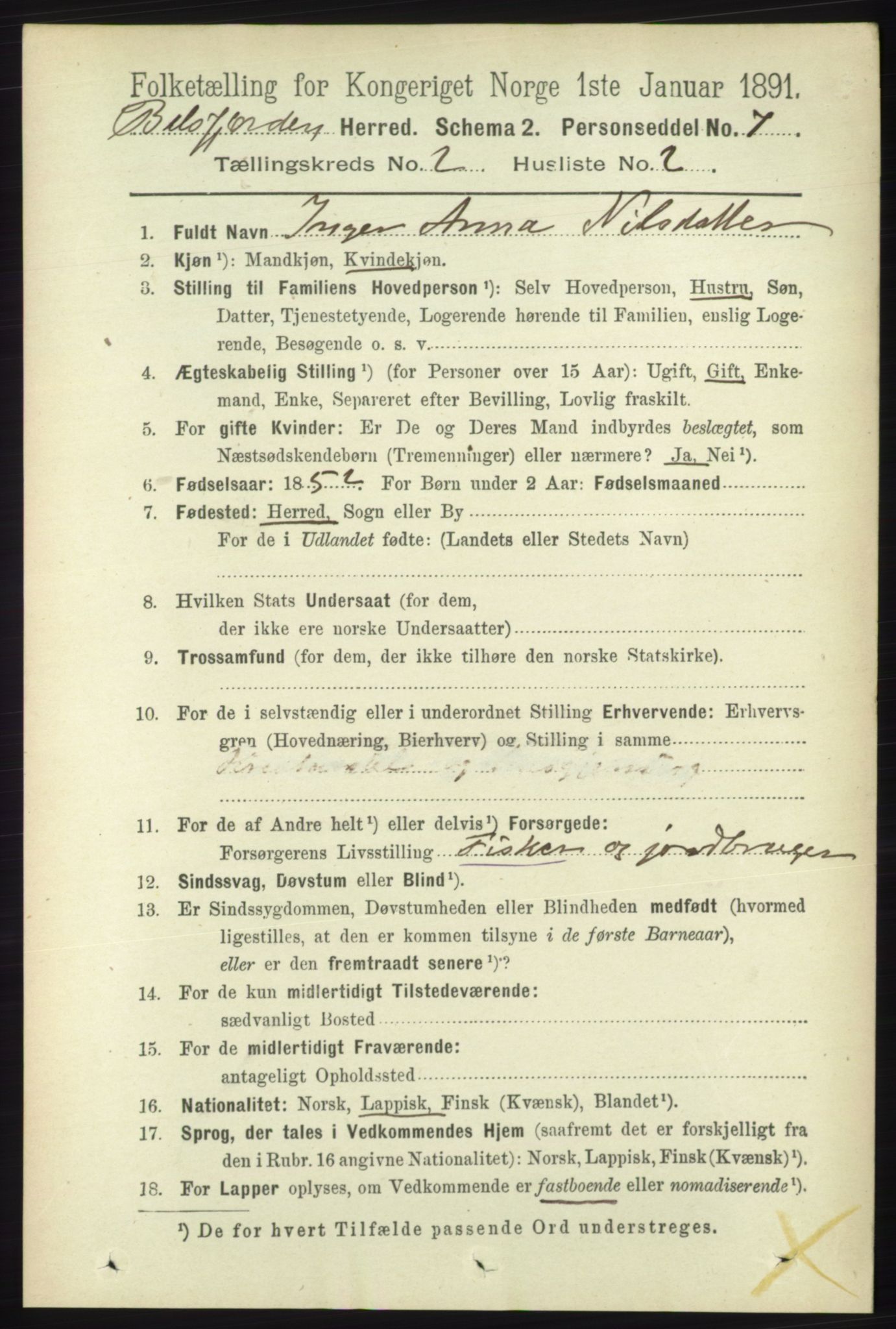 RA, Folketelling 1891 for 1933 Balsfjord herred, 1891, s. 535
