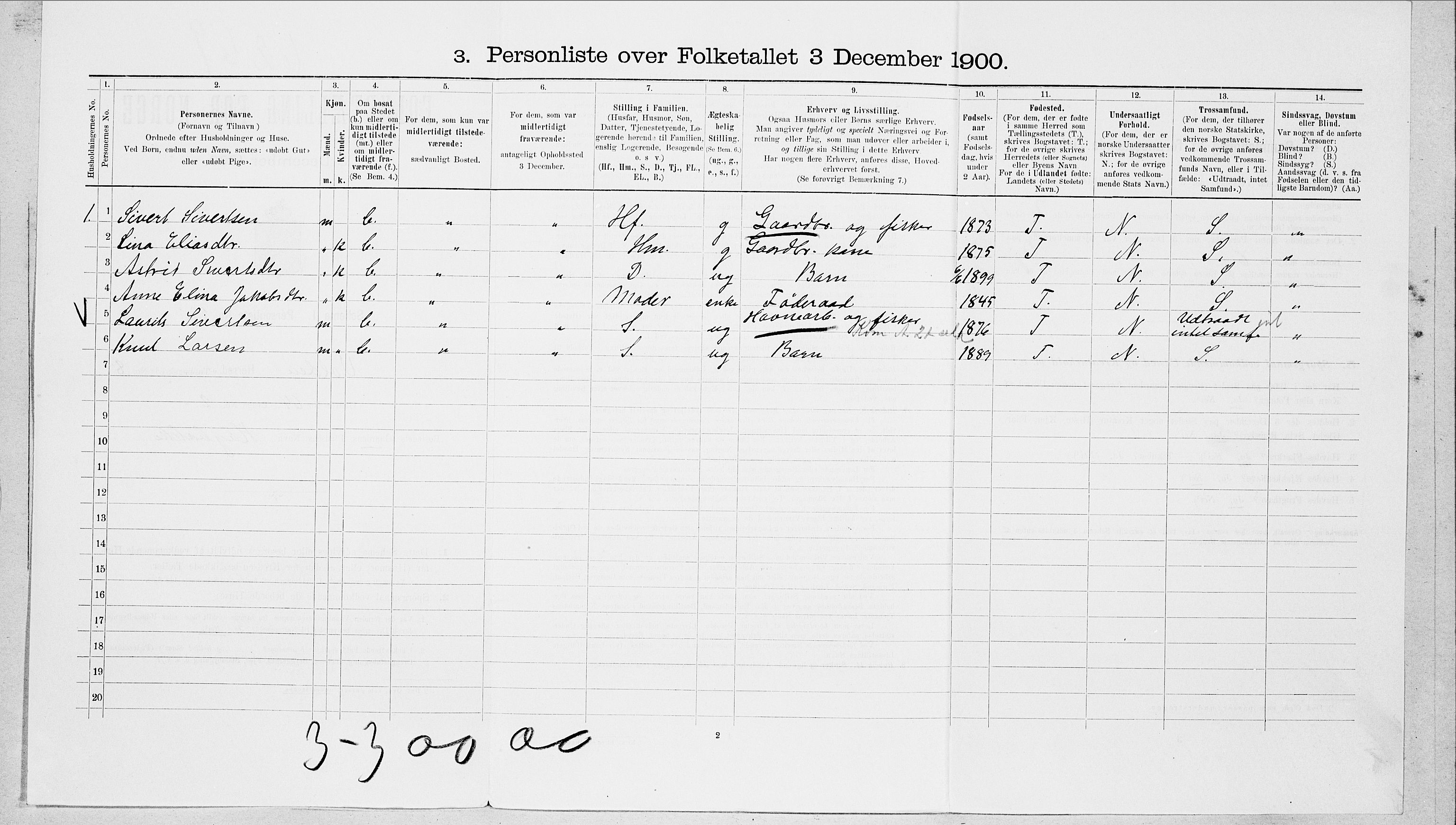 SAT, Folketelling 1900 for 1519 Volda herred, 1900, s. 760