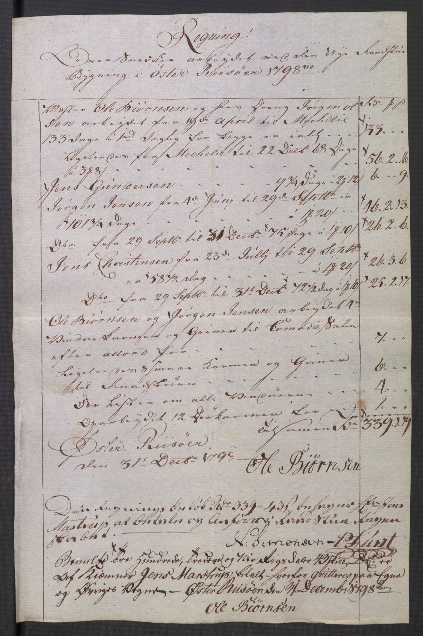 Danske Kanselli 1800-1814, AV/RA-EA-3024/K/Kk/Kka/Kkac/L0235: Kjøpstadregnskap Øster Risør, 1796-1800, s. 433