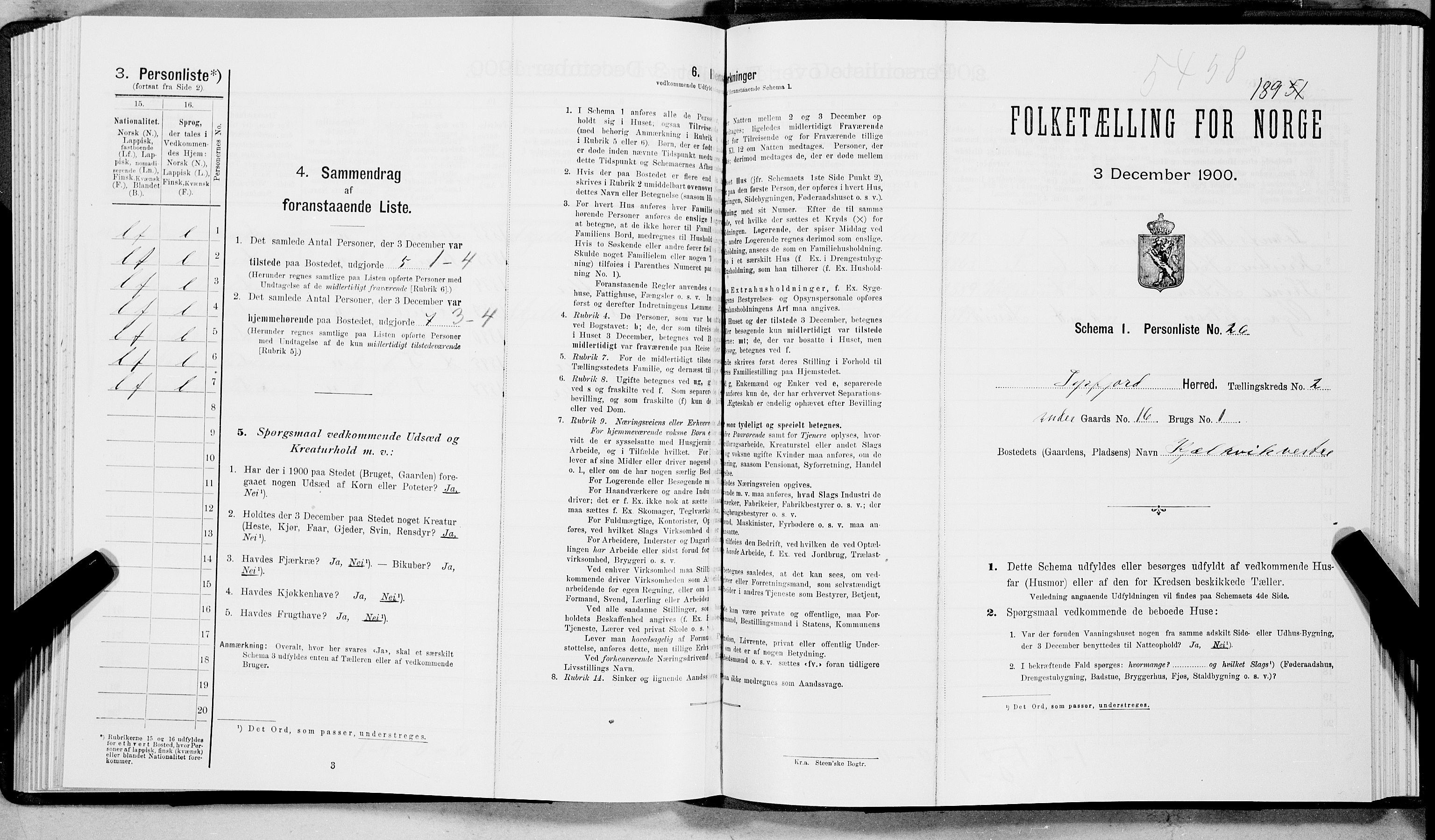 SAT, Folketelling 1900 for 1850 Tysfjord herred, 1900, s. 202