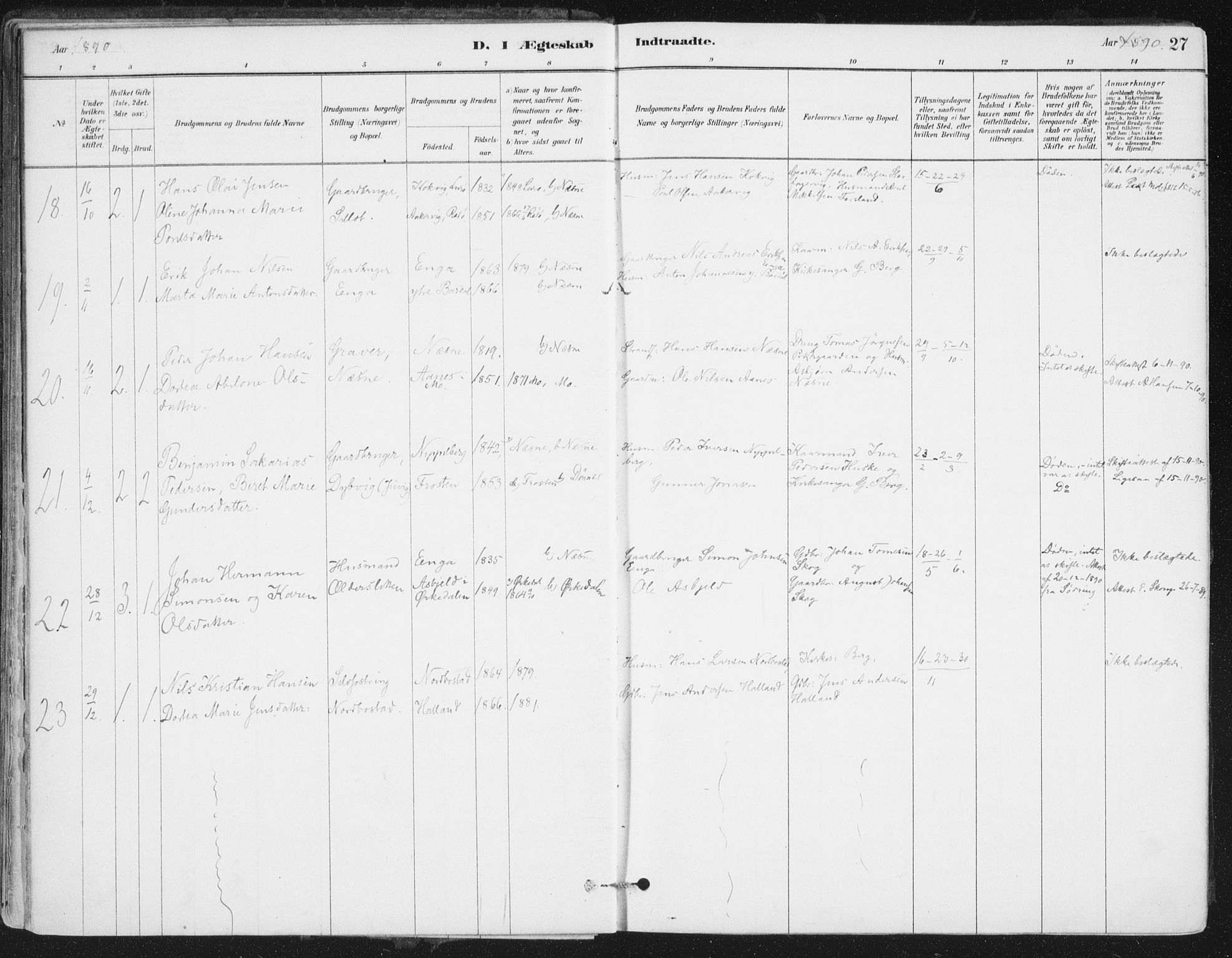 Ministerialprotokoller, klokkerbøker og fødselsregistre - Nordland, AV/SAT-A-1459/838/L0553: Ministerialbok nr. 838A11, 1880-1910, s. 27