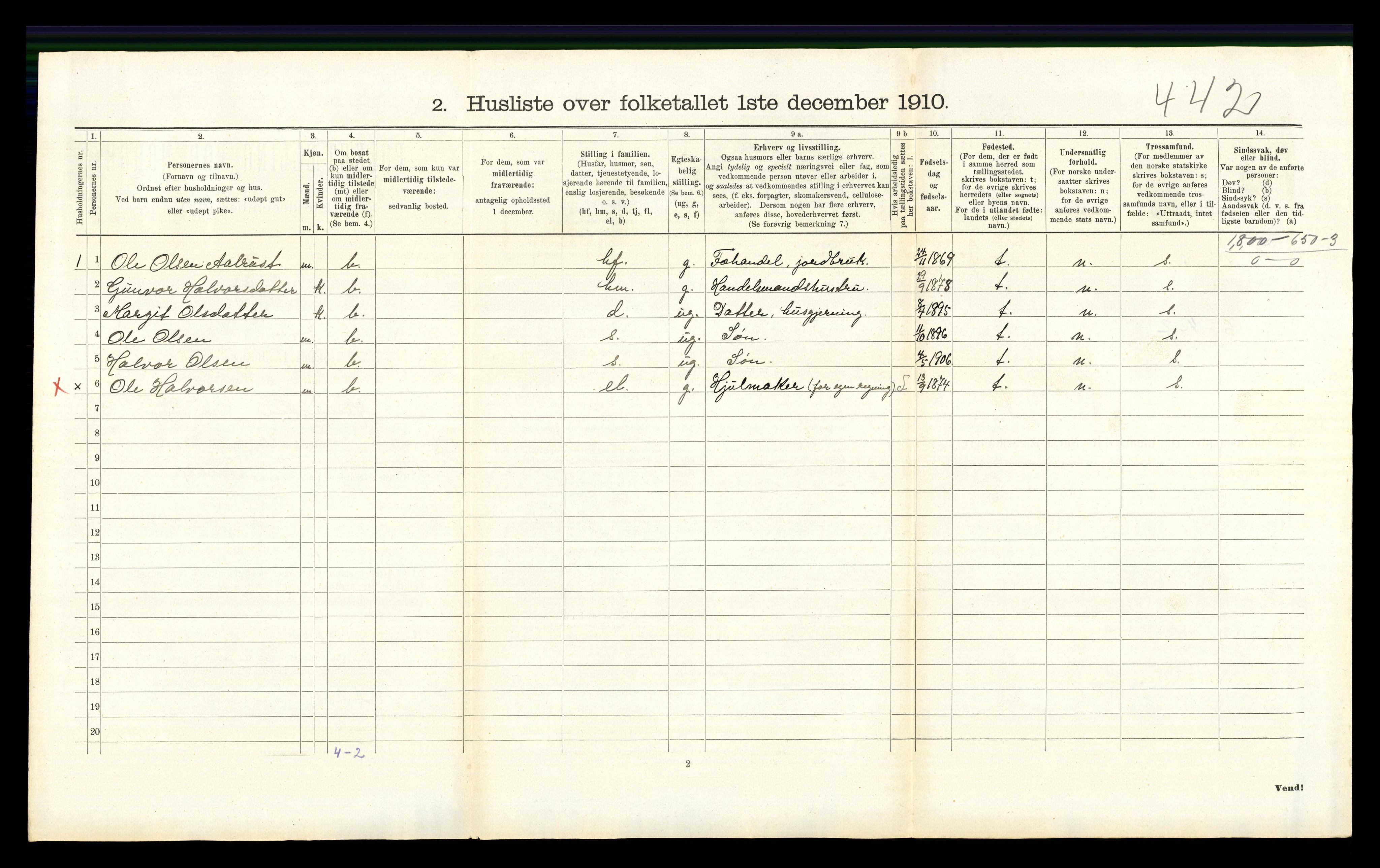 RA, Folketelling 1910 for 0618 Hemsedal herred, 1910, s. 193