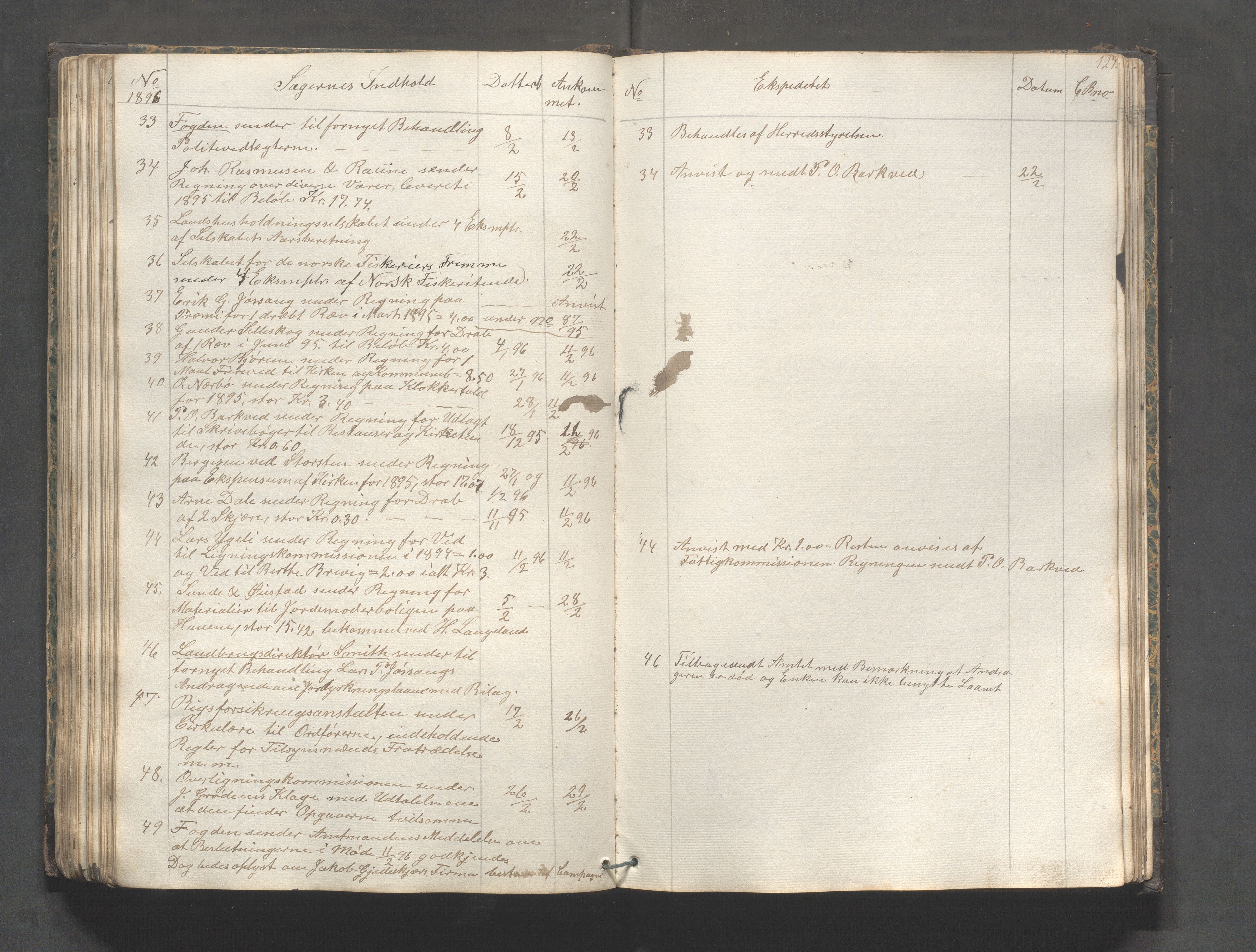 Strand kommune - Formannskapet/Rådmannskontoret, IKAR/A-104/C/Ca/L0001: Journal, 1837-1900, s. 127