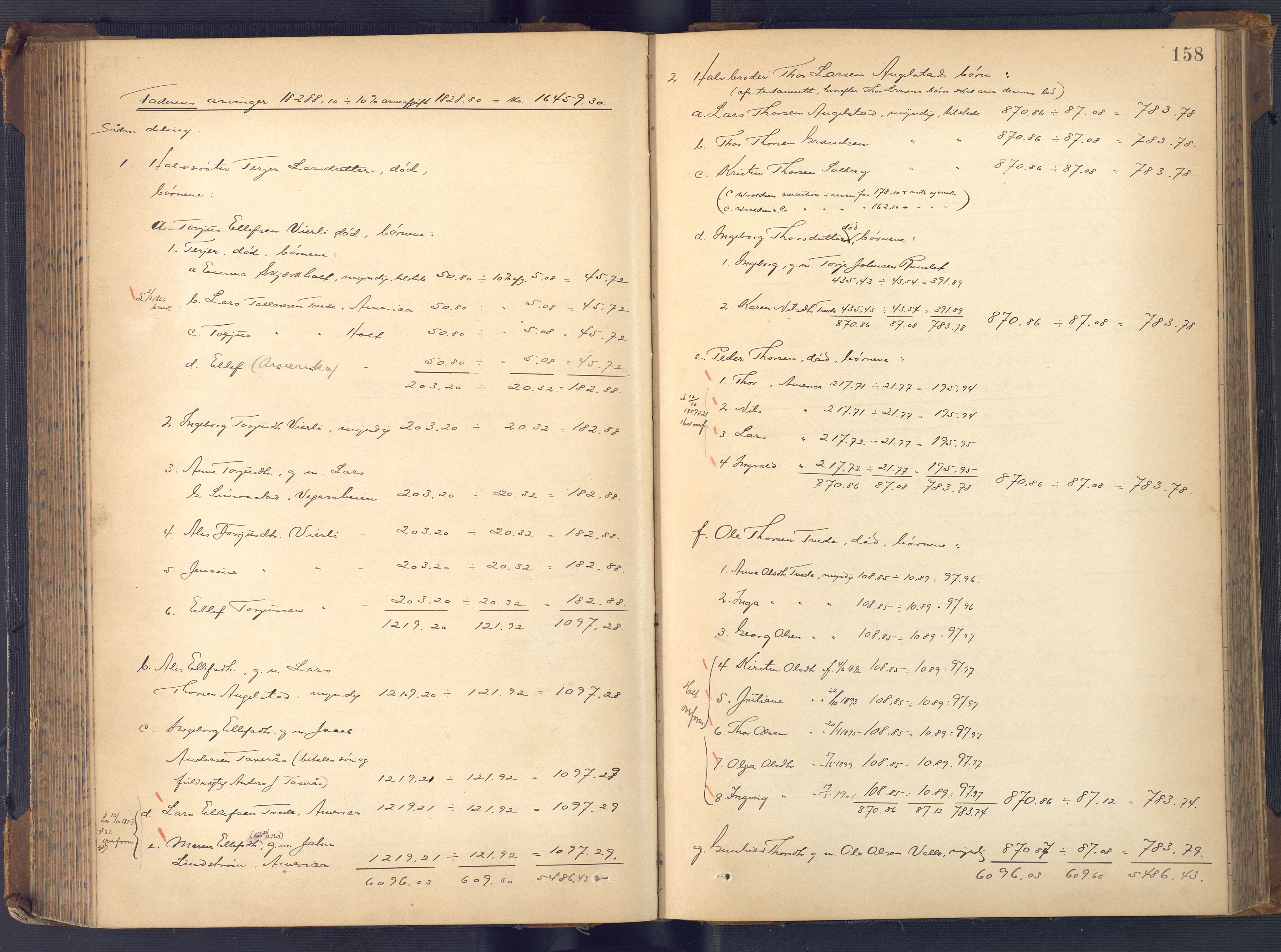 Holt sorenskriveri, AV/SAK-1221-0002/H/Hc/L0036: Skifteutlodningsprotokoll nr. 11, 1896-1911, s. 157b-158a