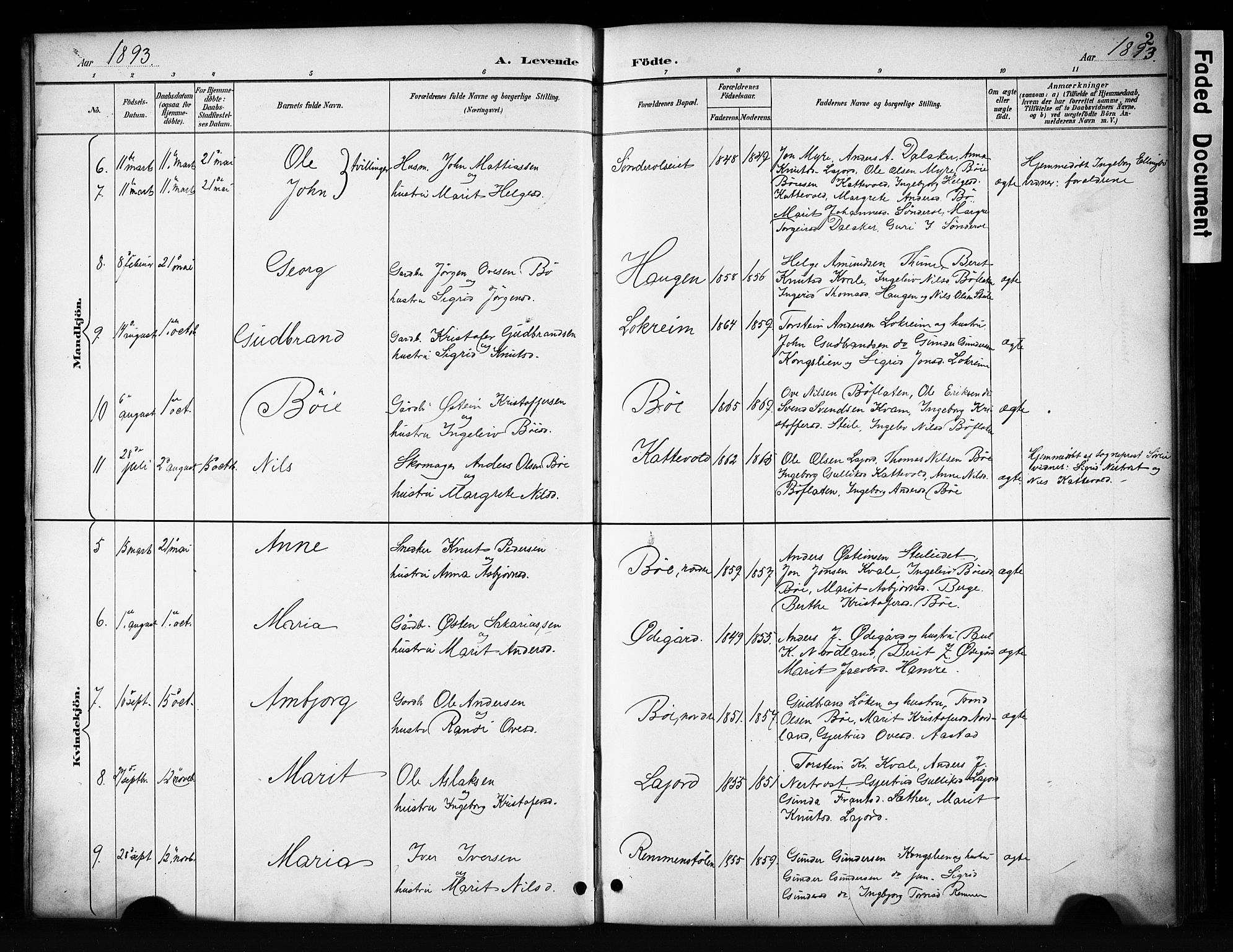 Vang prestekontor, Valdres, AV/SAH-PREST-140/H/Hb/L0006: Klokkerbok nr. 6, 1893-1918, s. 2